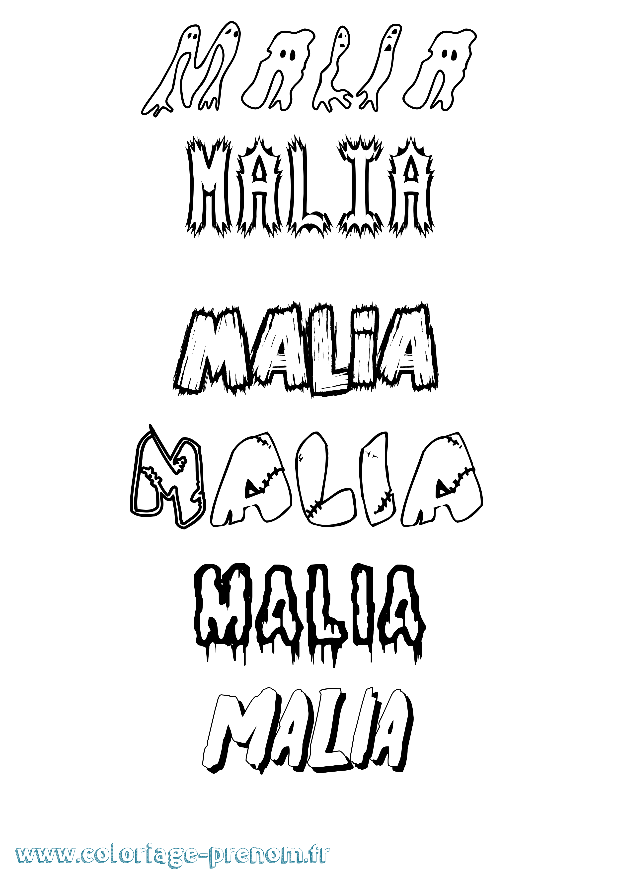 Coloriage Malia Frisson Coloriage prénom Malia Frisson