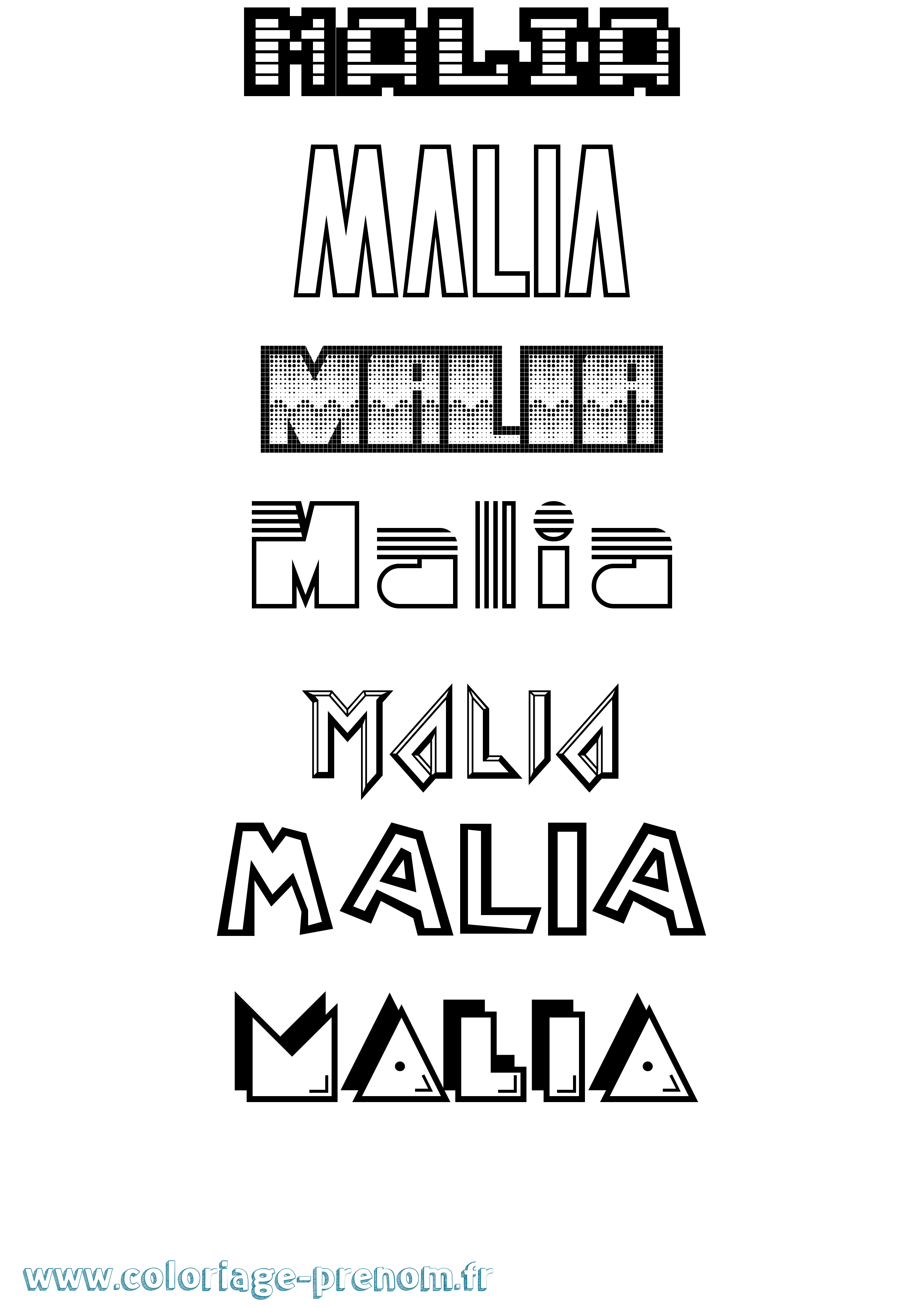 Coloriage Malia Jeux Vidéos Coloriage prénom Malia Jeux Vidéos