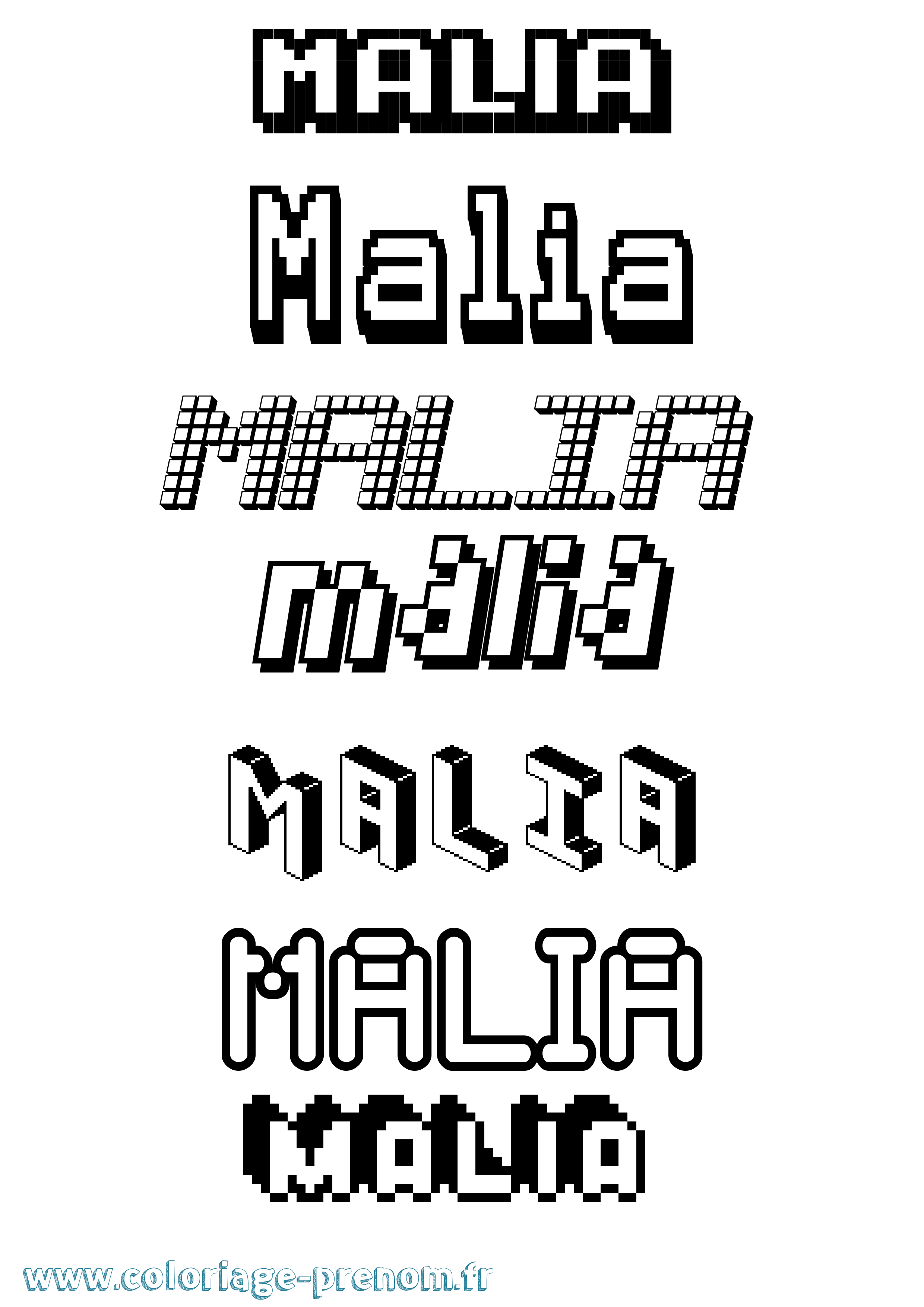 Coloriage Malia Pixel Coloriage prénom Malia Pixel