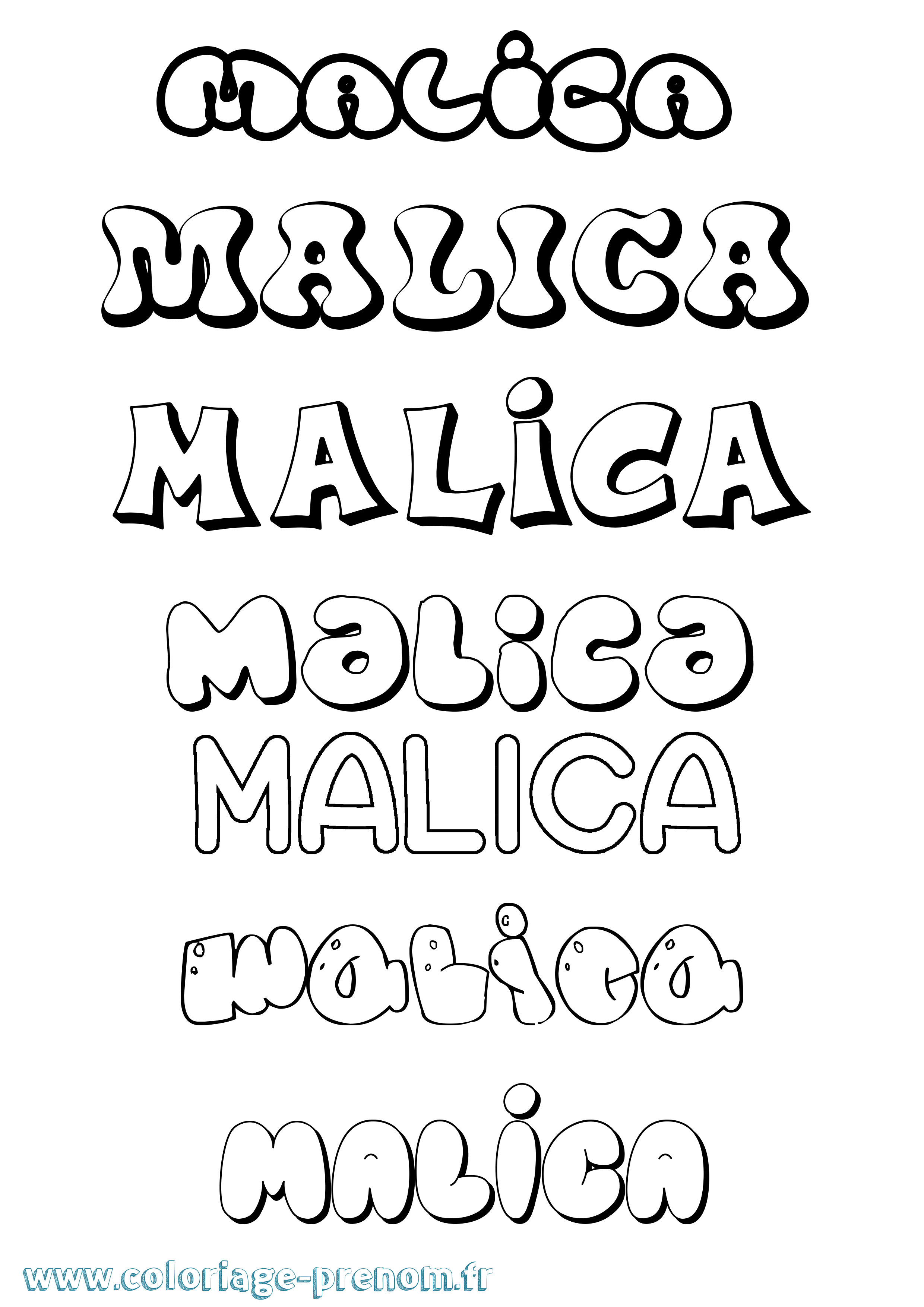 Coloriage Malica Bubble Coloriage prénom Malica Bubble