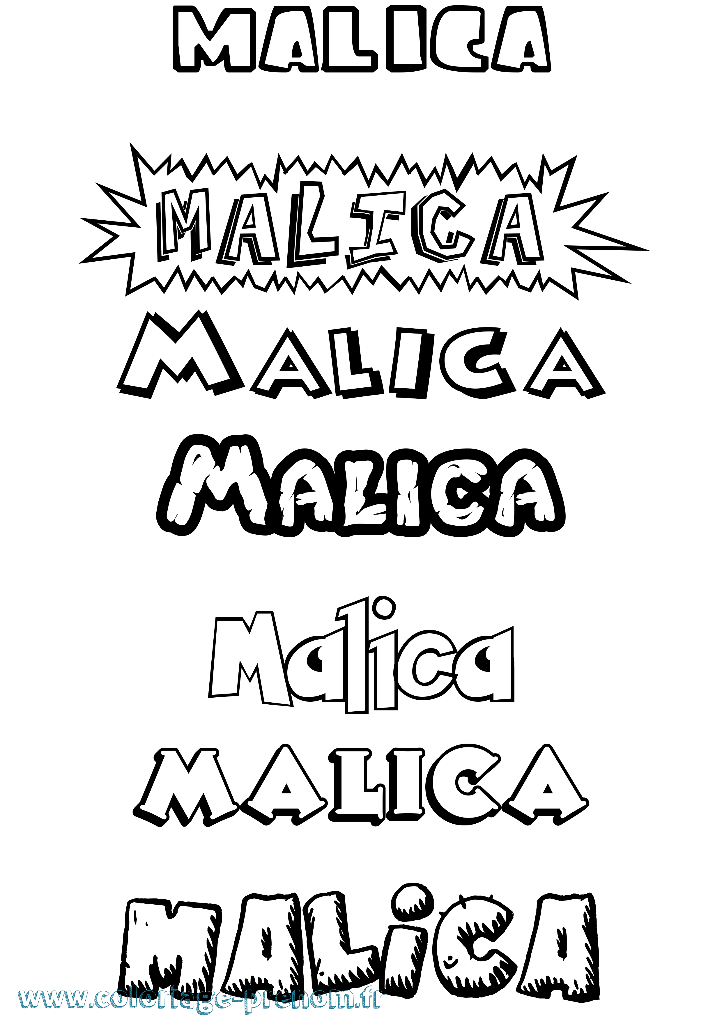 Coloriage Malica Dessin Animé Coloriage prénom Malica Dessin Animé