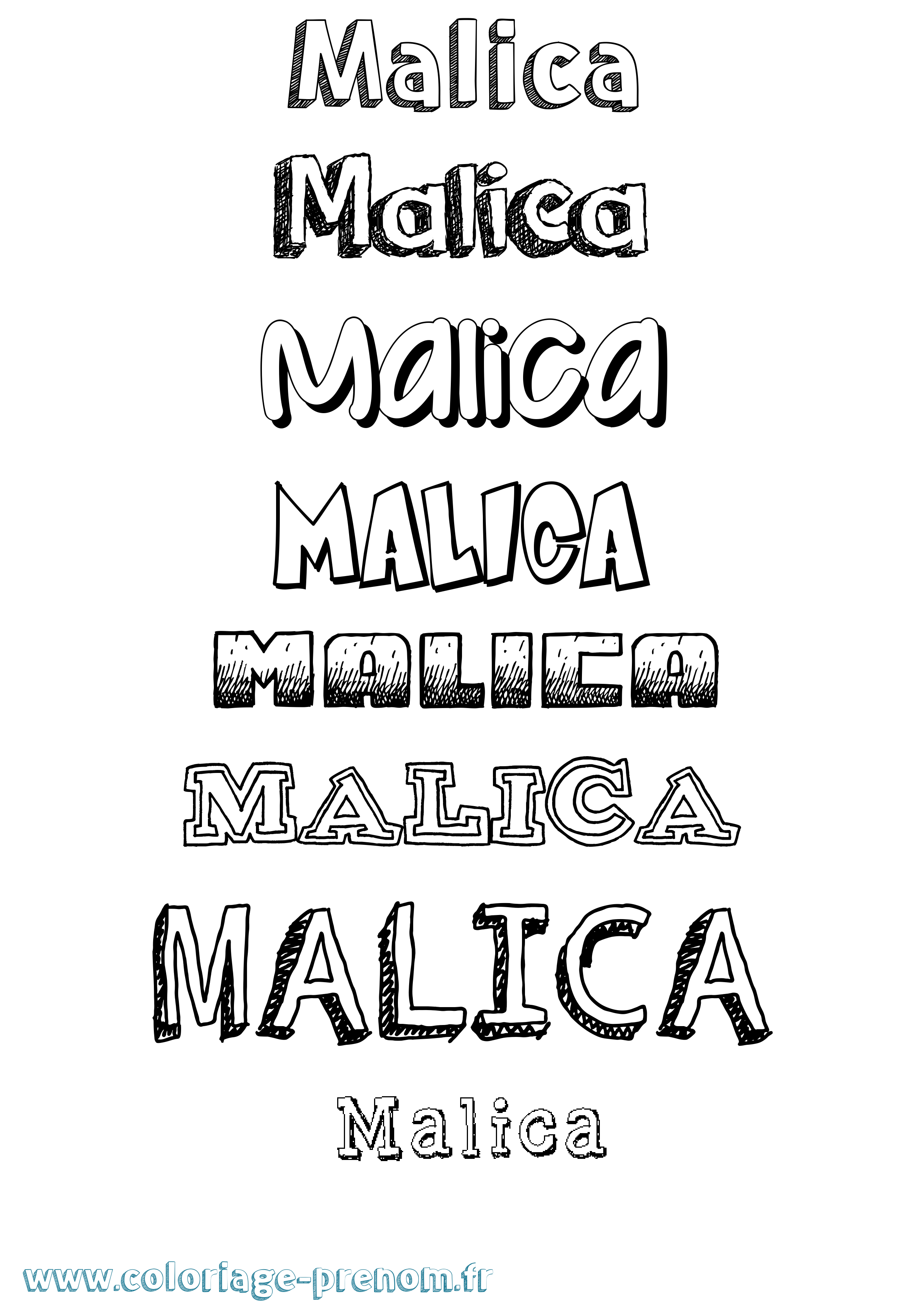 Coloriage Malica Dessiné Coloriage prénom Malica Dessiné