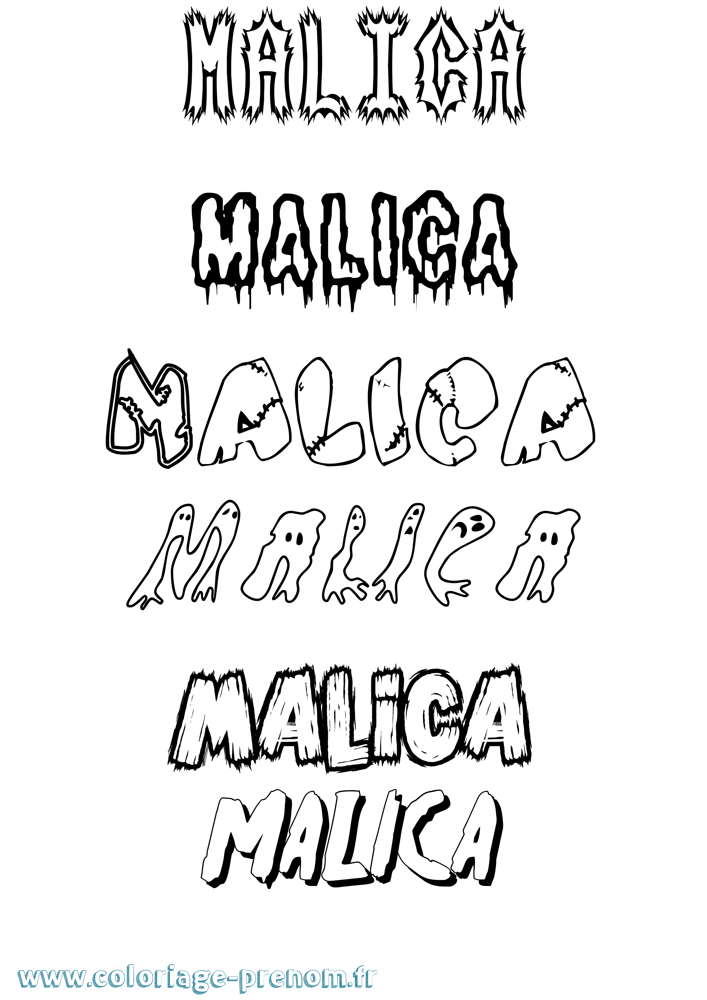 Coloriage Malica Frisson Coloriage prénom Malica Frisson