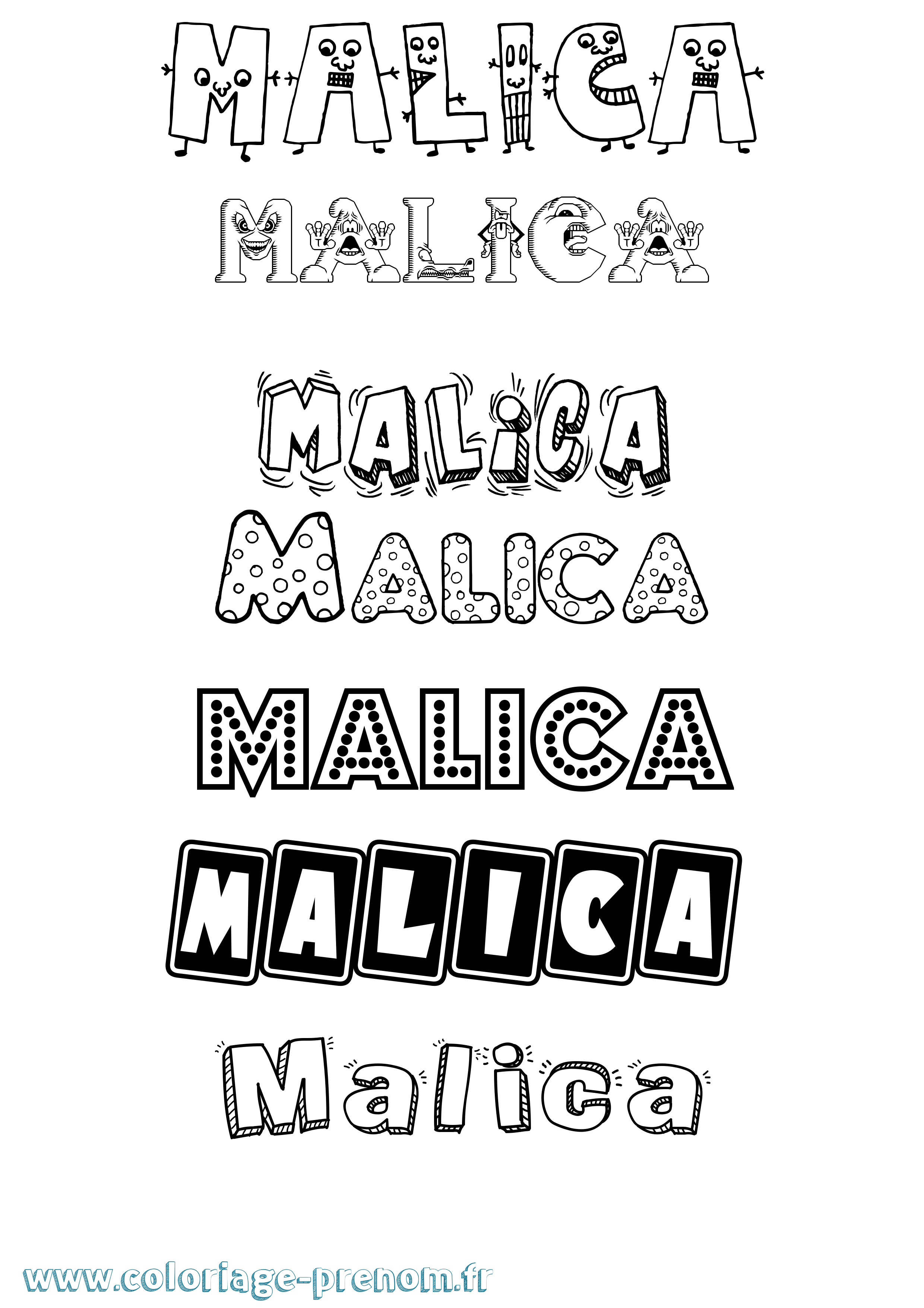 Coloriage Malica Fun Coloriage prénom Malica Fun