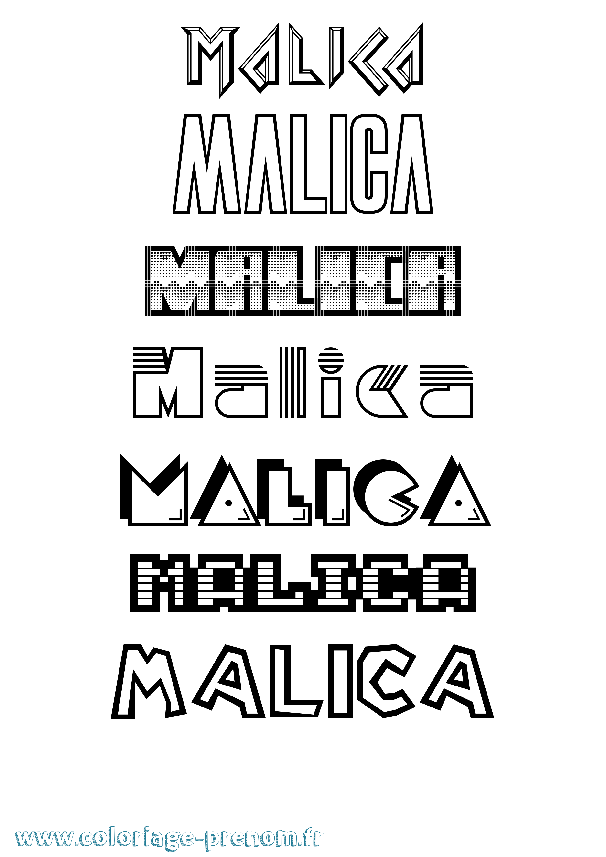 Coloriage Malica Jeux Vidéos Coloriage prénom Malica Jeux Vidéos
