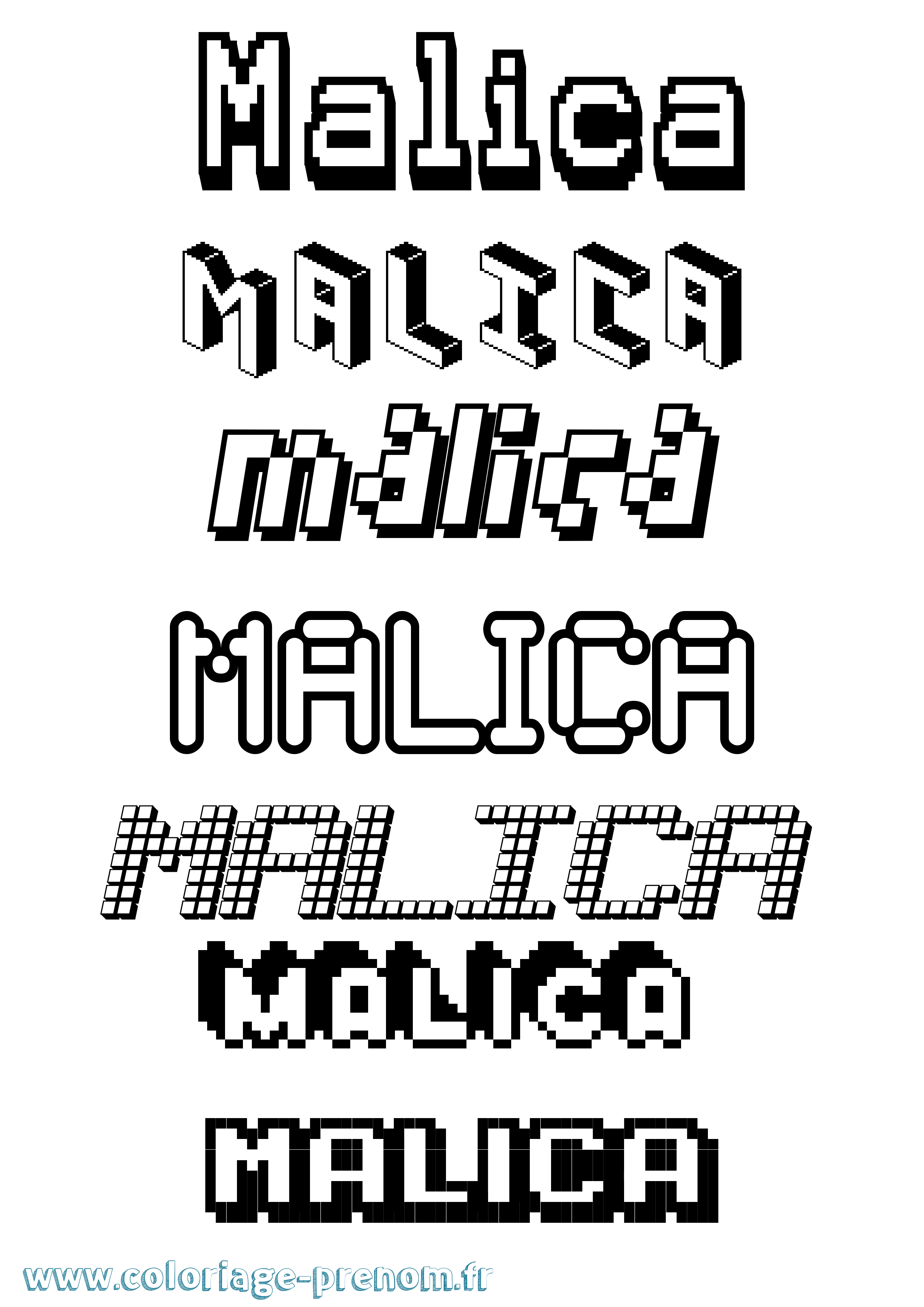Coloriage Malica Pixel Coloriage prénom Malica Pixel