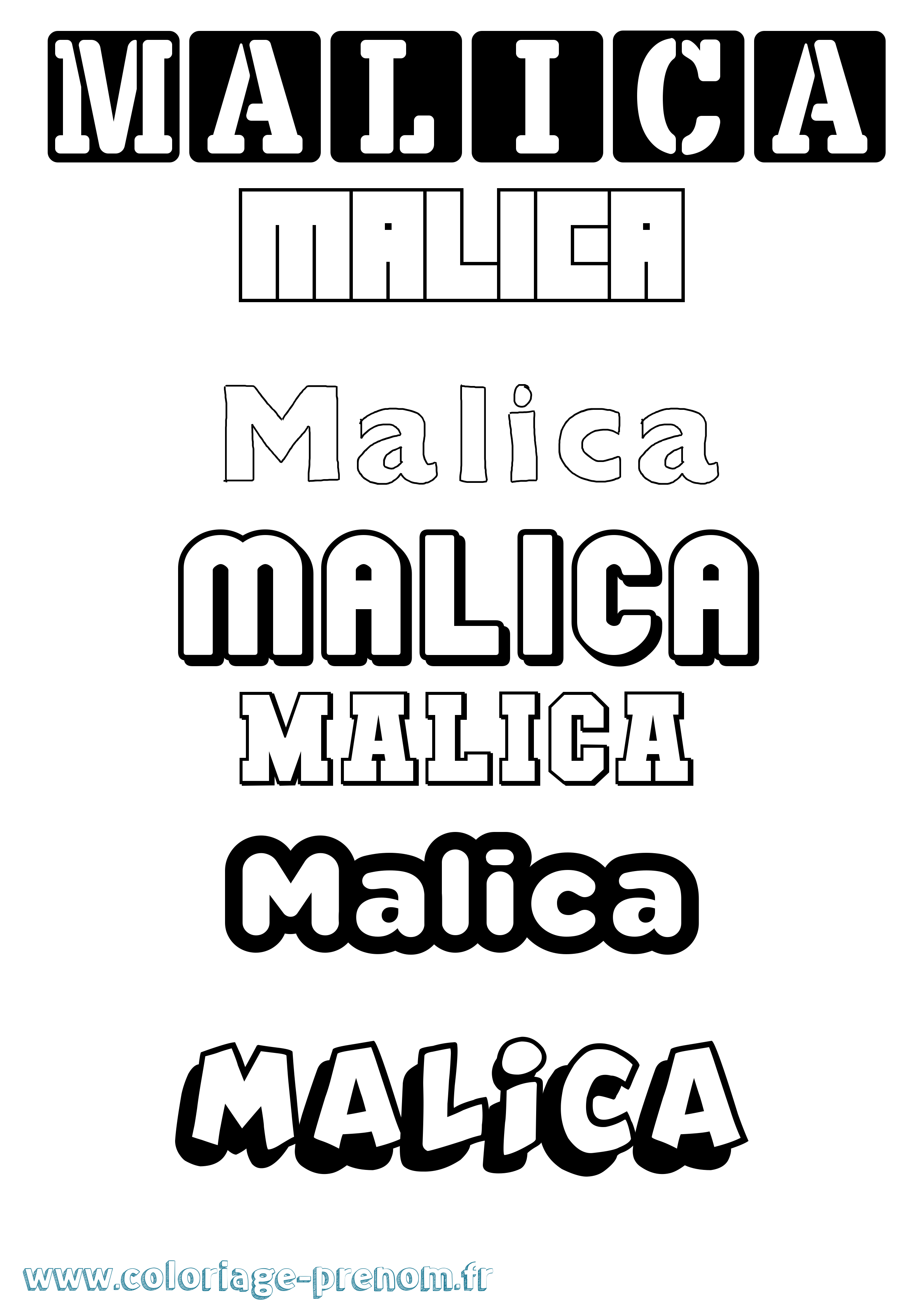 Coloriage Malica Simple Coloriage prénom Malica Simple