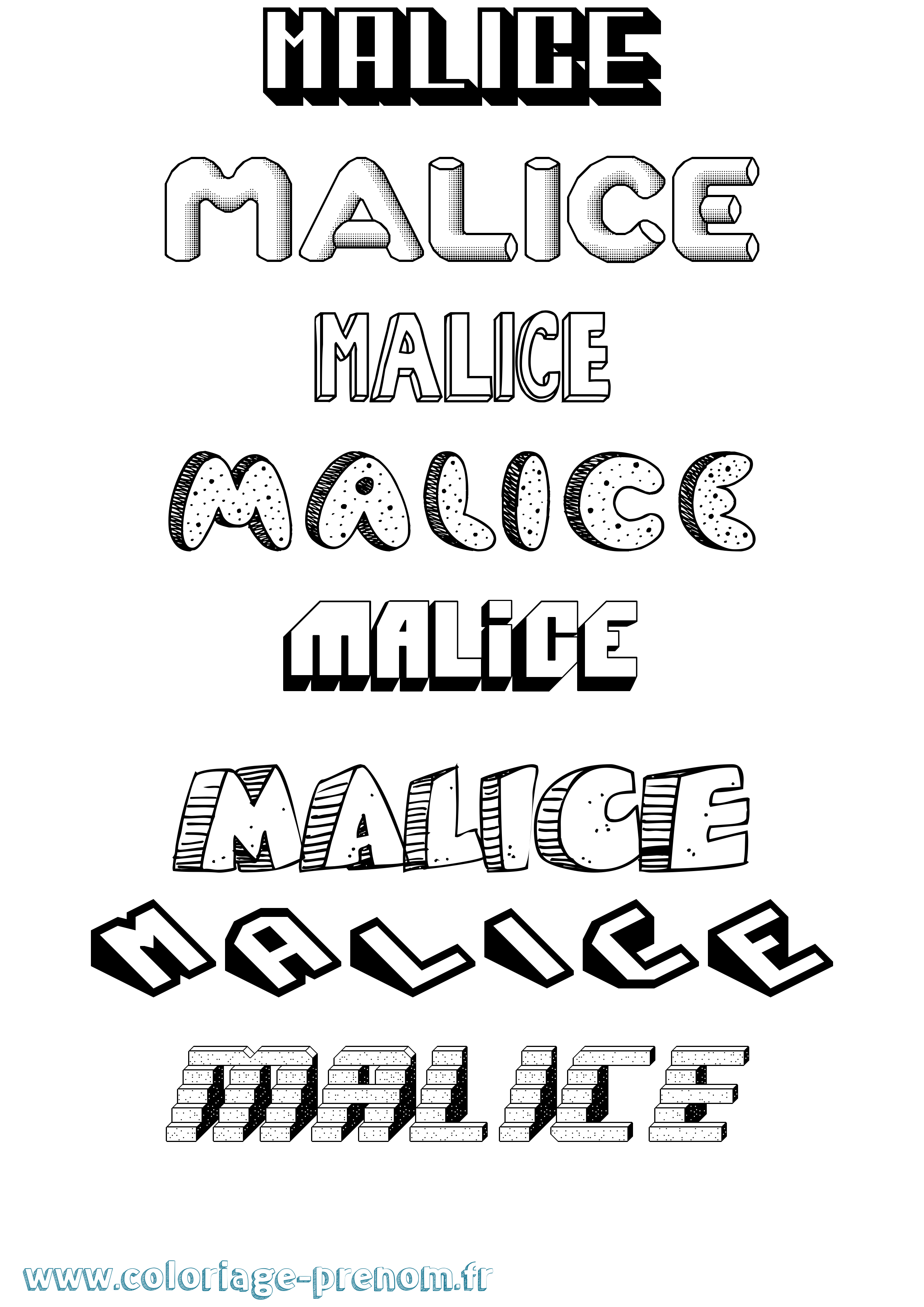 Coloriage Malice Effet 3D Coloriage prénom Malice Effet 3D