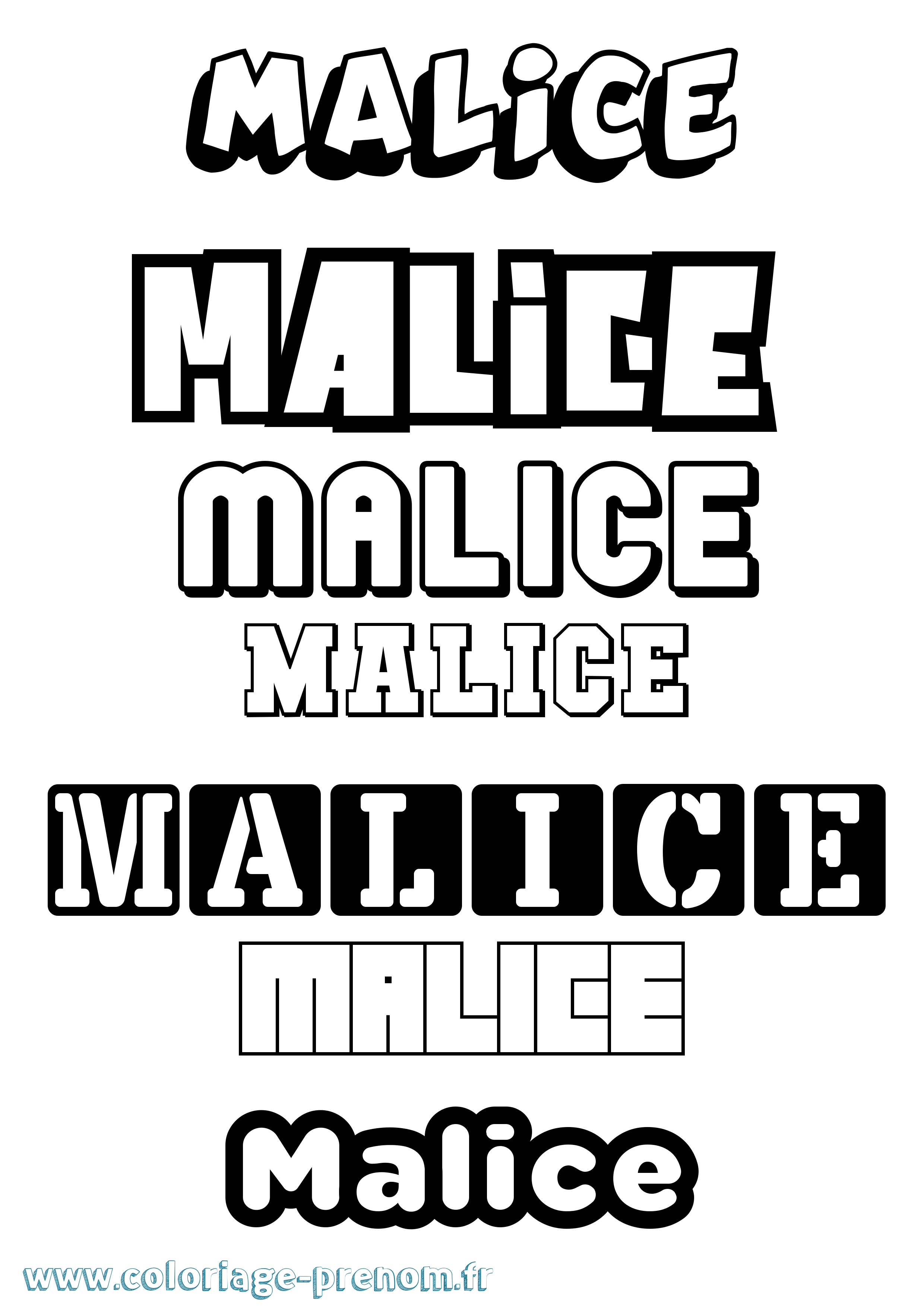 Coloriage Malice Simple Coloriage prénom Malice Simple