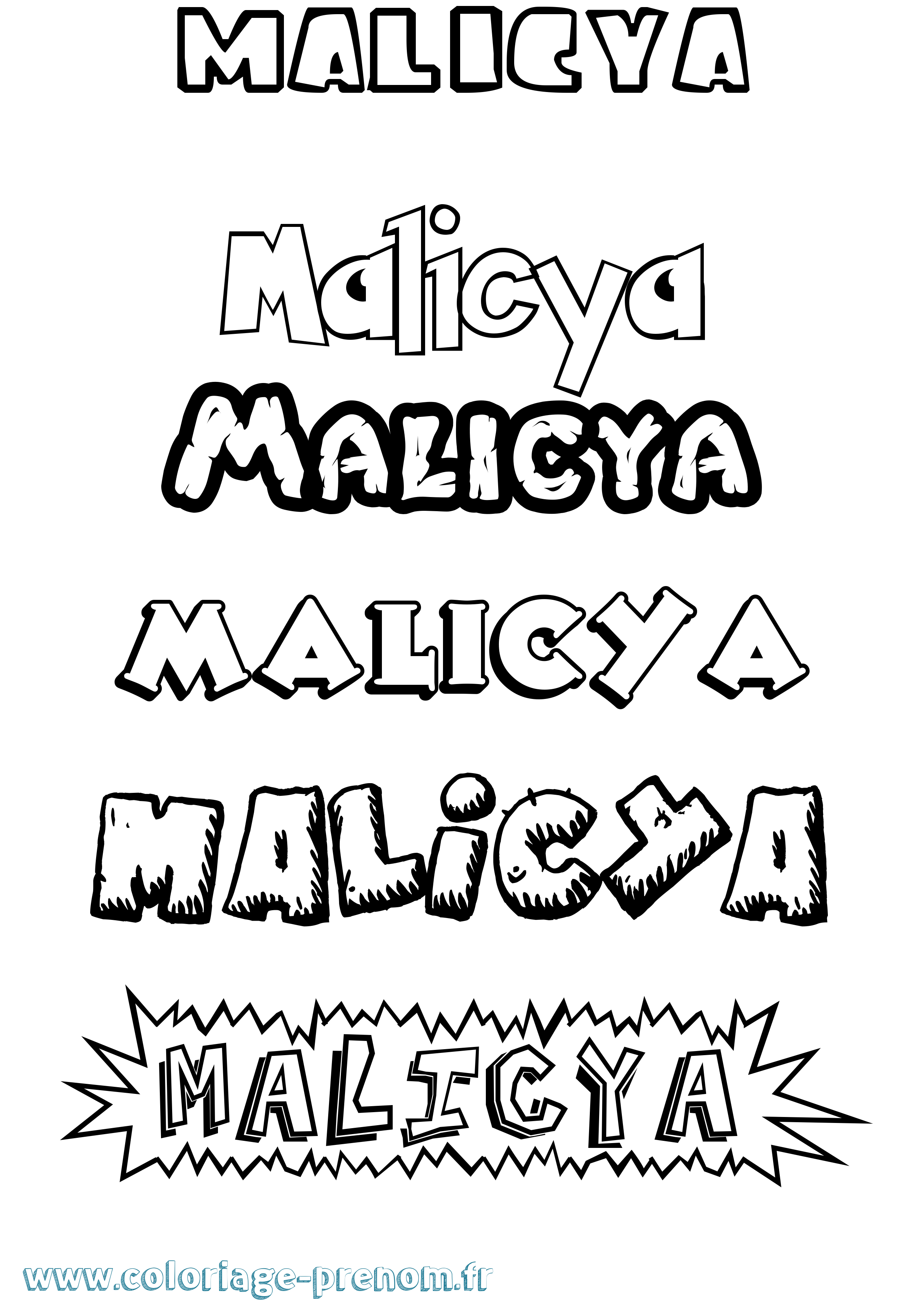 Coloriage Malicya Dessin Animé Coloriage prénom Malicya Dessin Animé