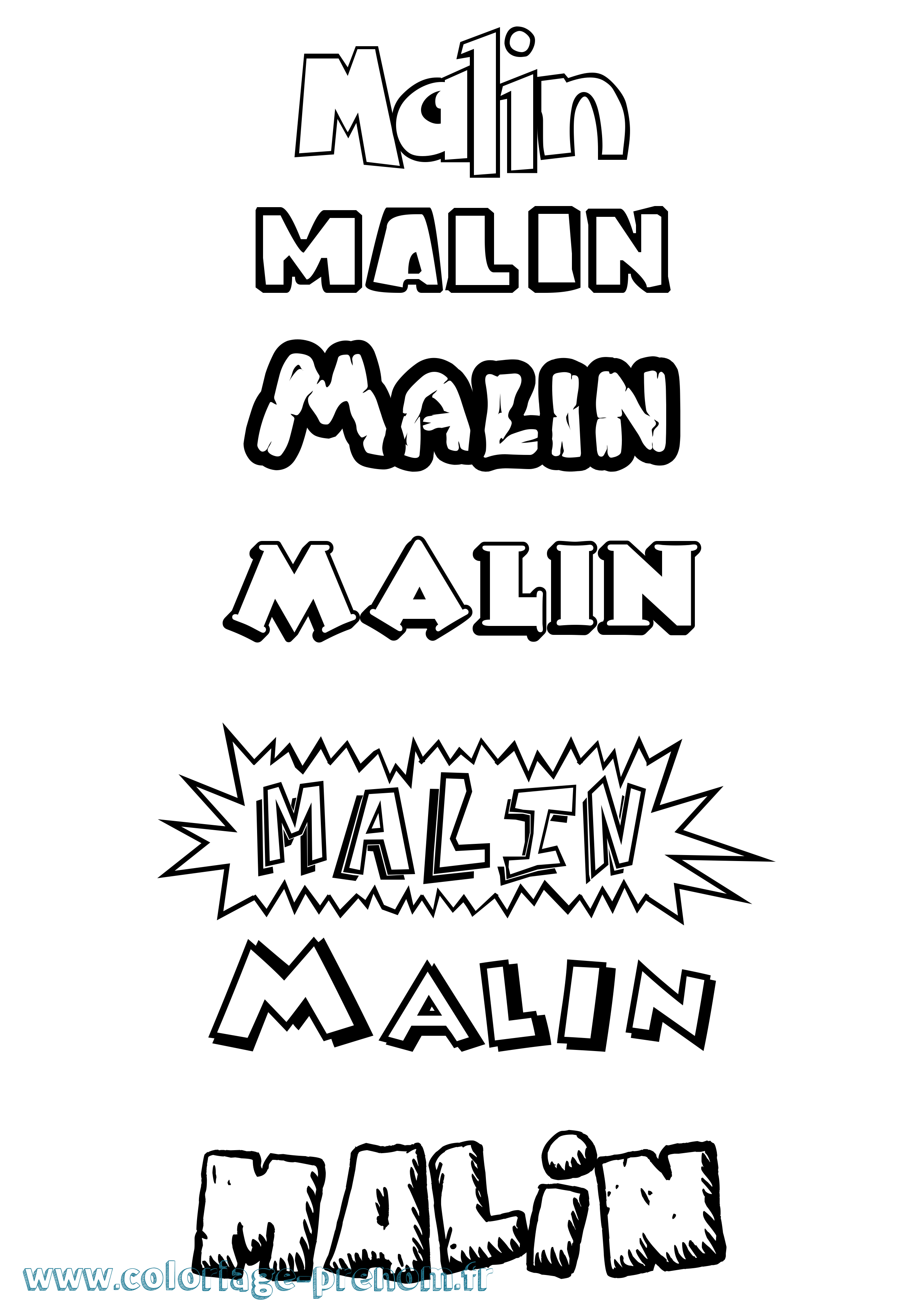 Coloriage Malin Dessin Animé Coloriage prénom Malin Dessin Animé