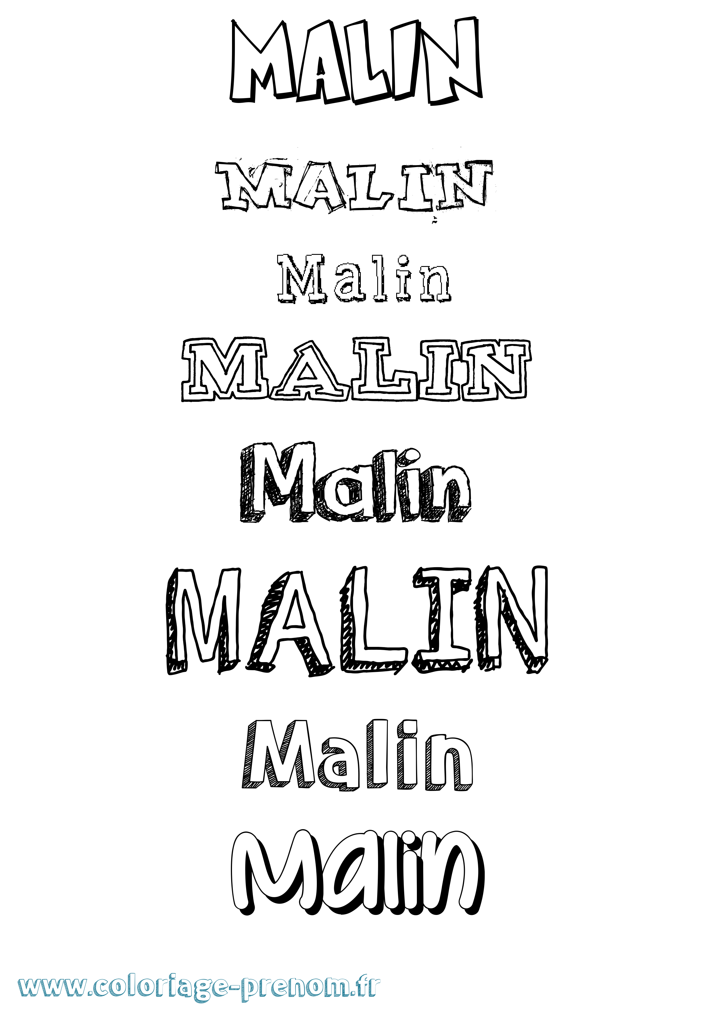 Coloriage Malin Dessiné Coloriage prénom Malin Dessiné