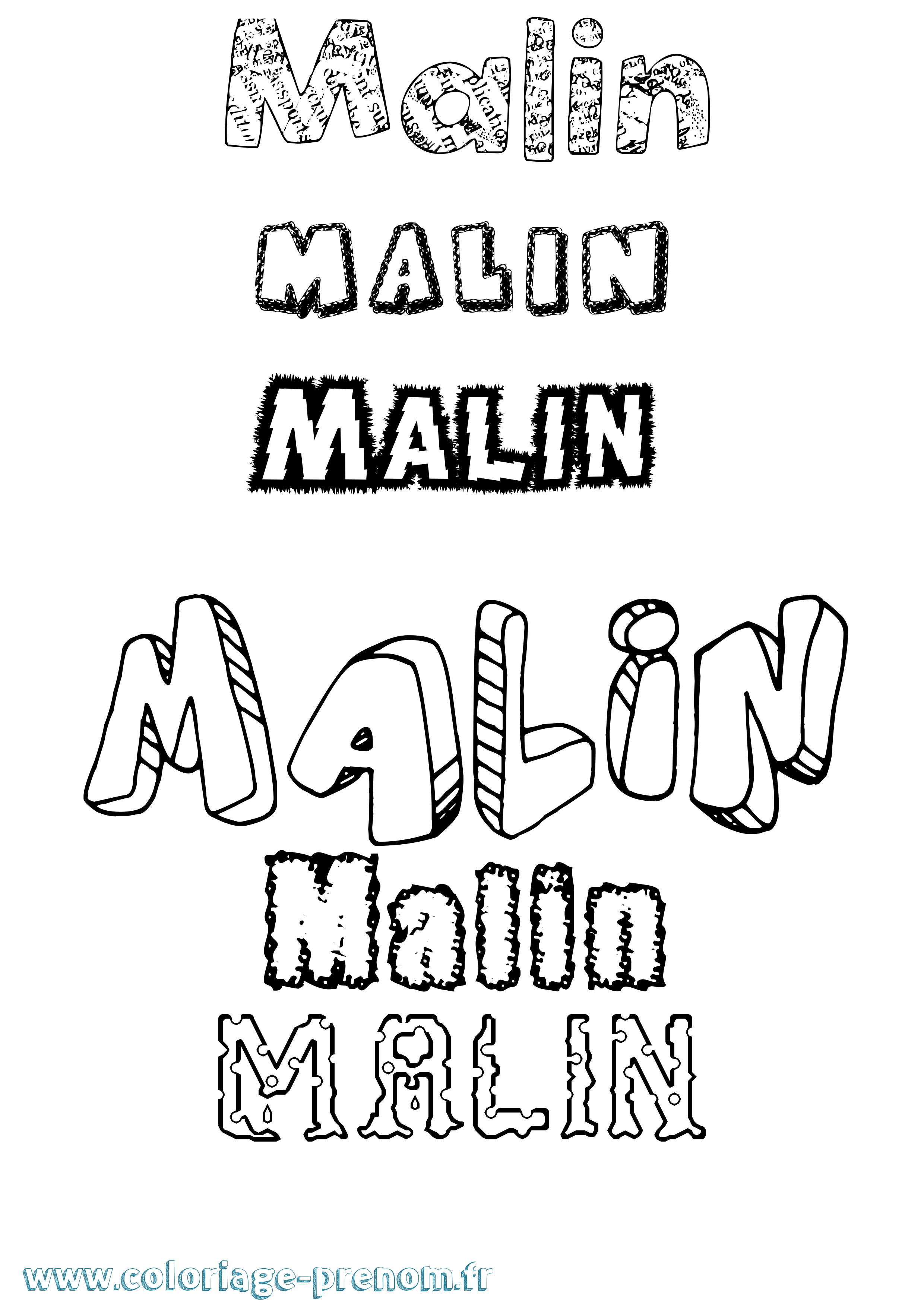 Coloriage Malin Destructuré Coloriage prénom Malin Destructuré