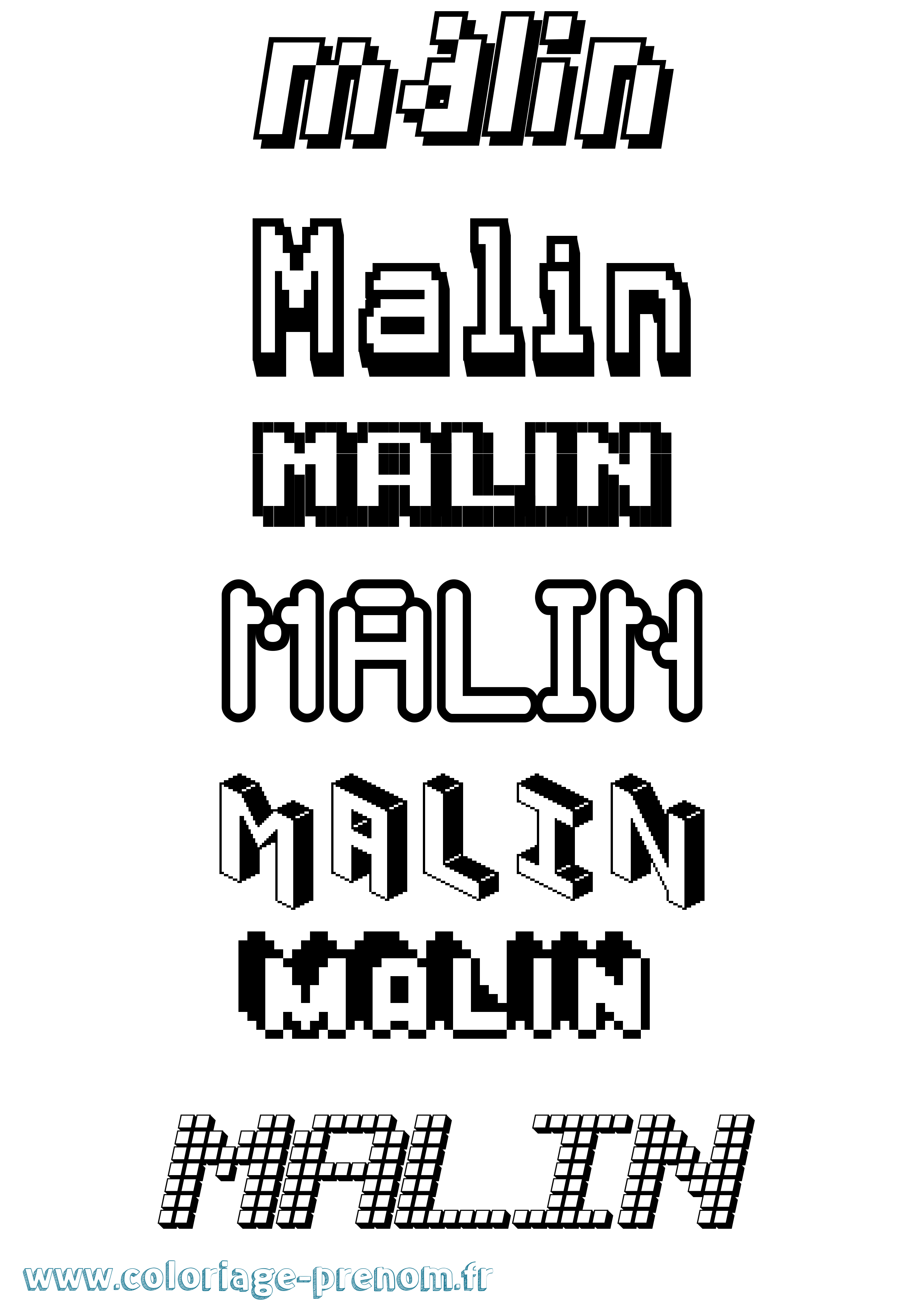 Coloriage Malin Pixel Coloriage prénom Malin Pixel