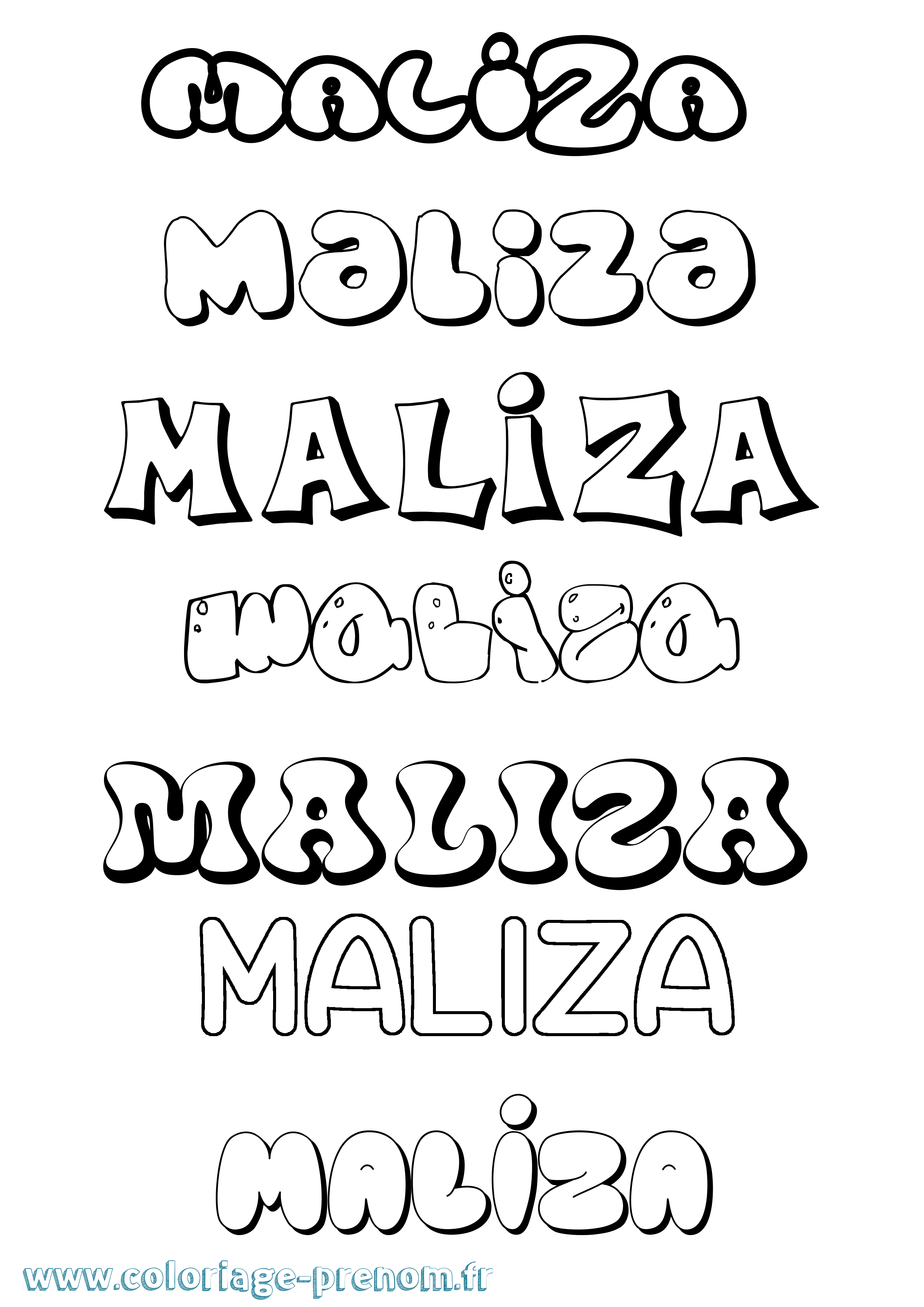 Coloriage Maliza Bubble Coloriage prénom Maliza Bubble