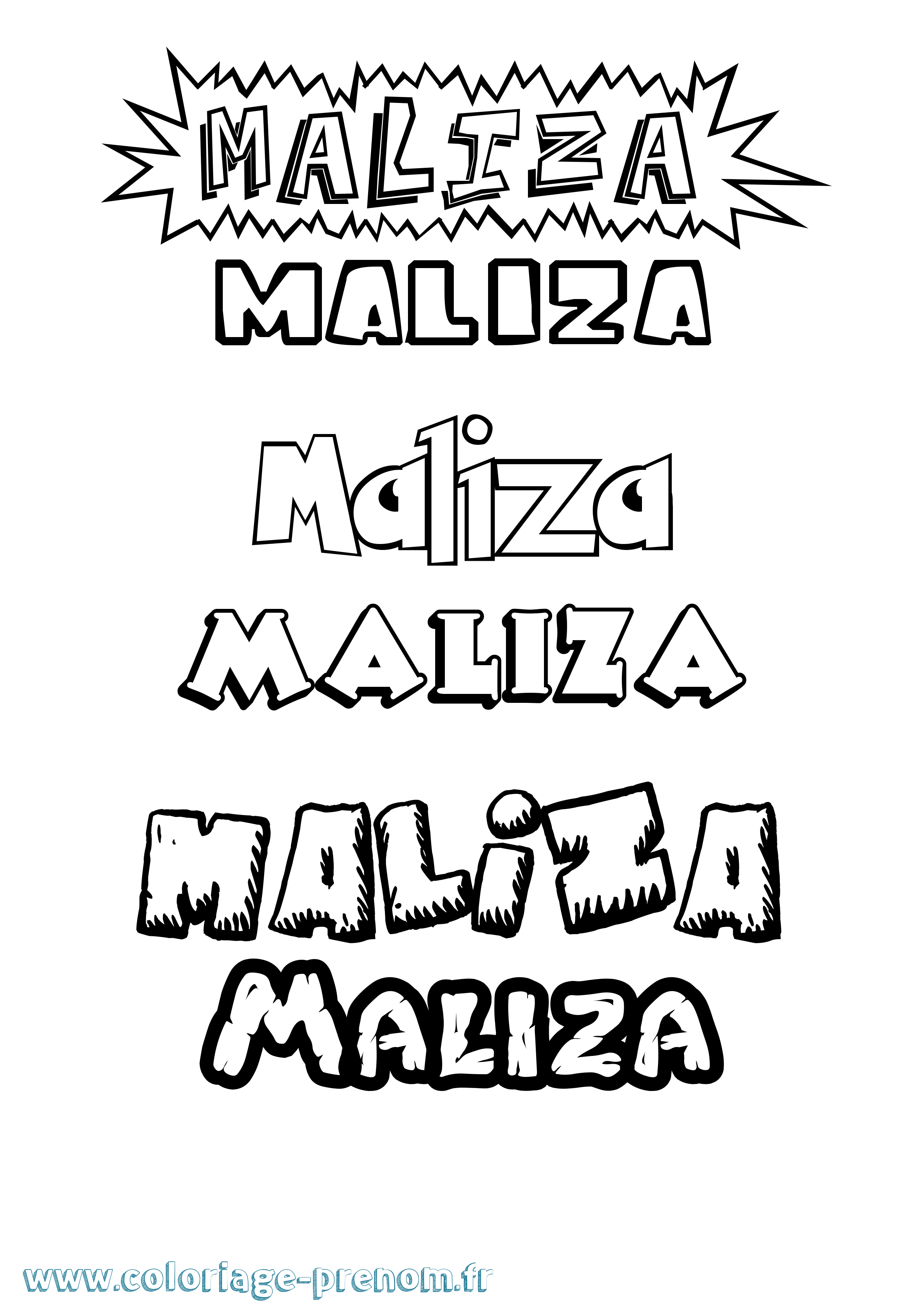 Coloriage Maliza Dessin Animé Coloriage prénom Maliza Dessin Animé
