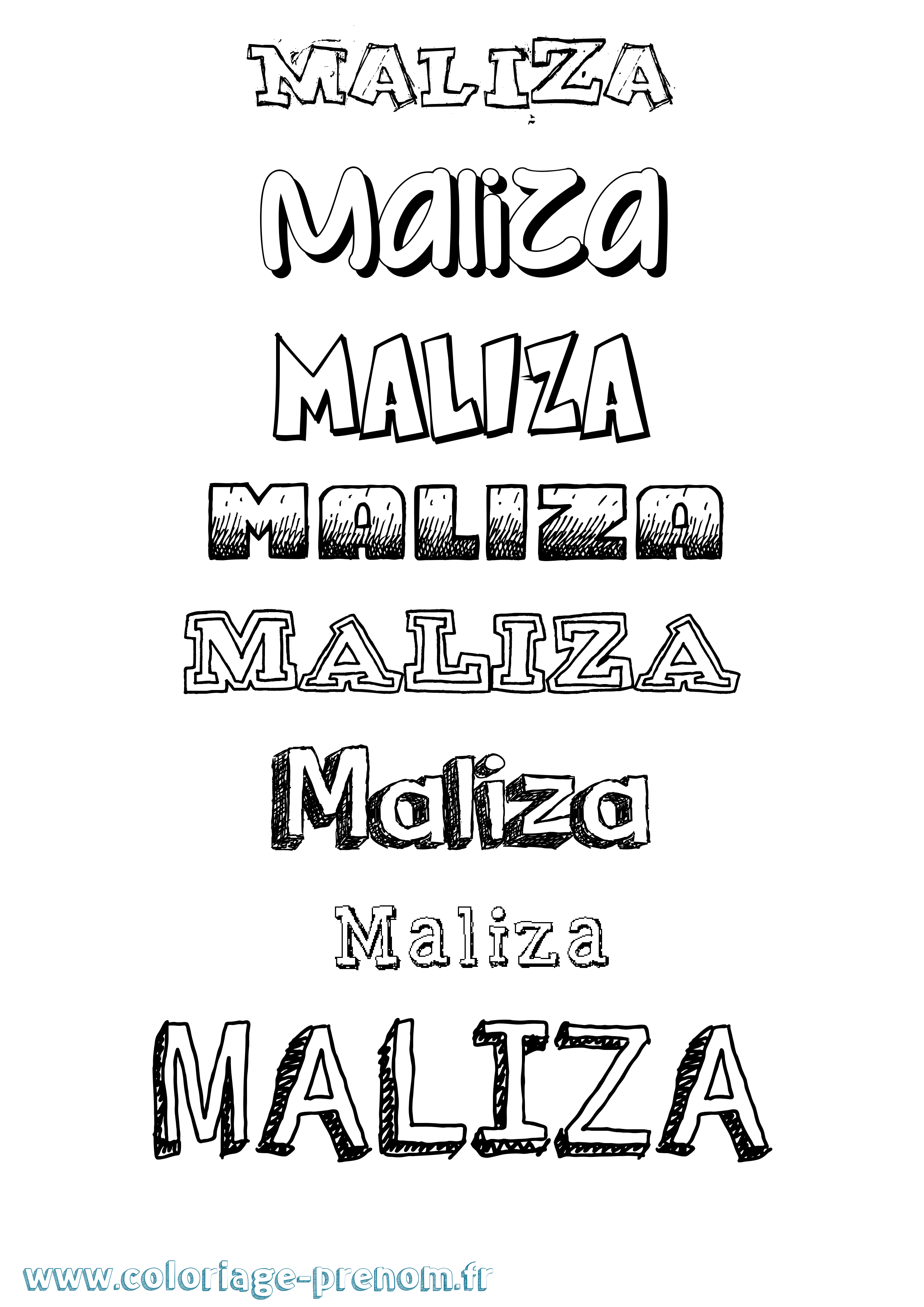 Coloriage Maliza Dessiné Coloriage prénom Maliza Dessiné