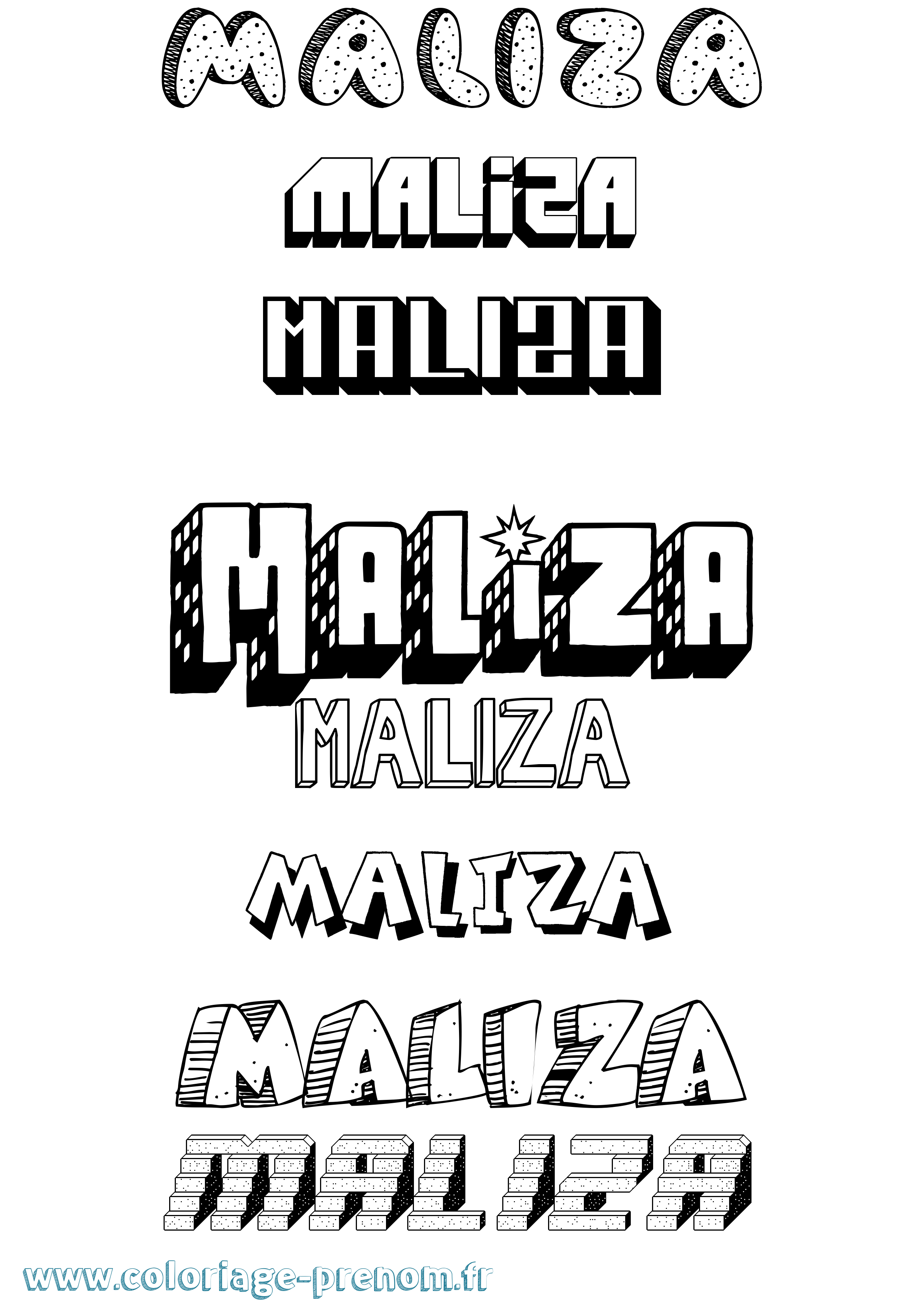 Coloriage Maliza Effet 3D Coloriage prénom Maliza Effet 3D