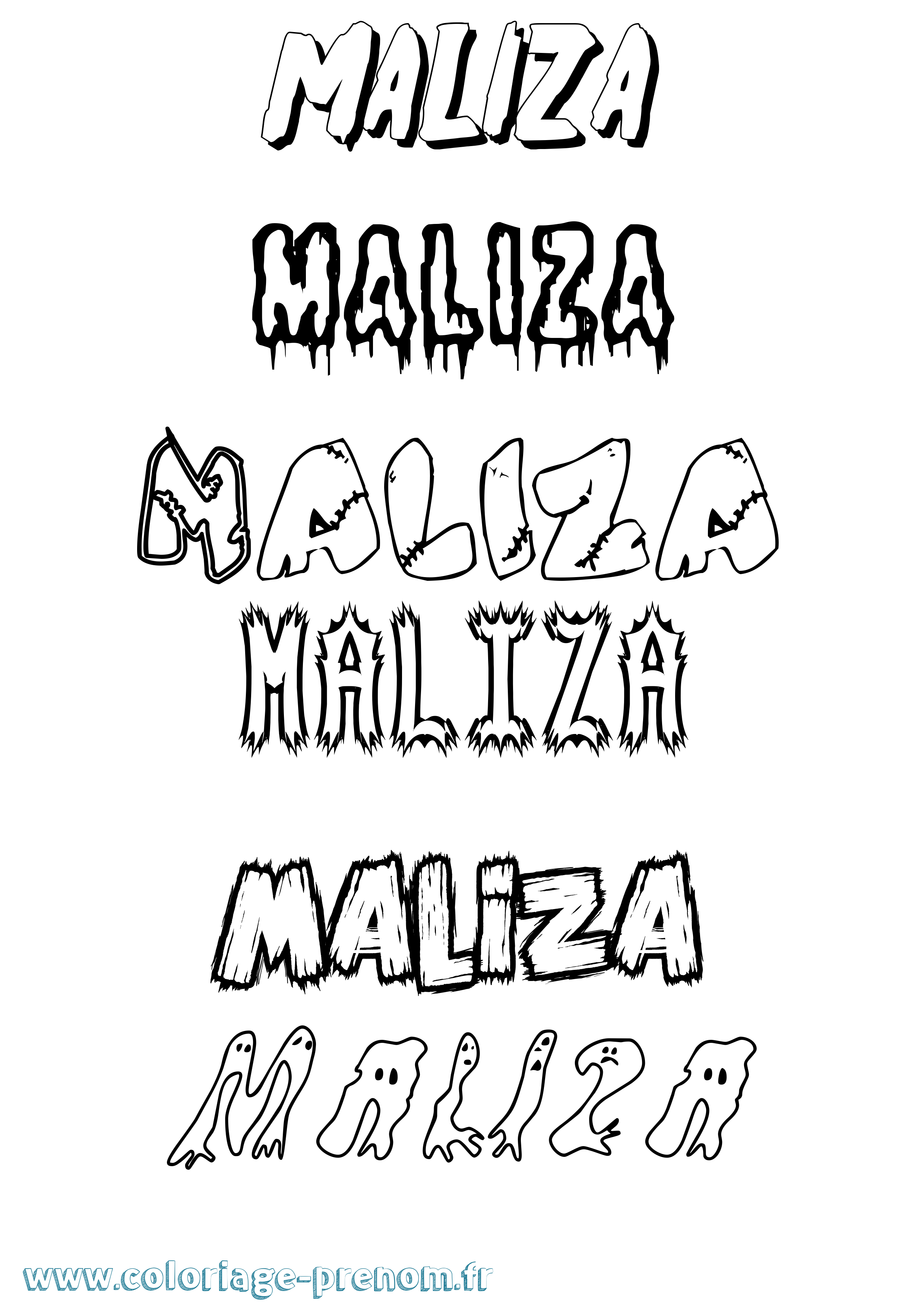 Coloriage Maliza Frisson Coloriage prénom Maliza Frisson