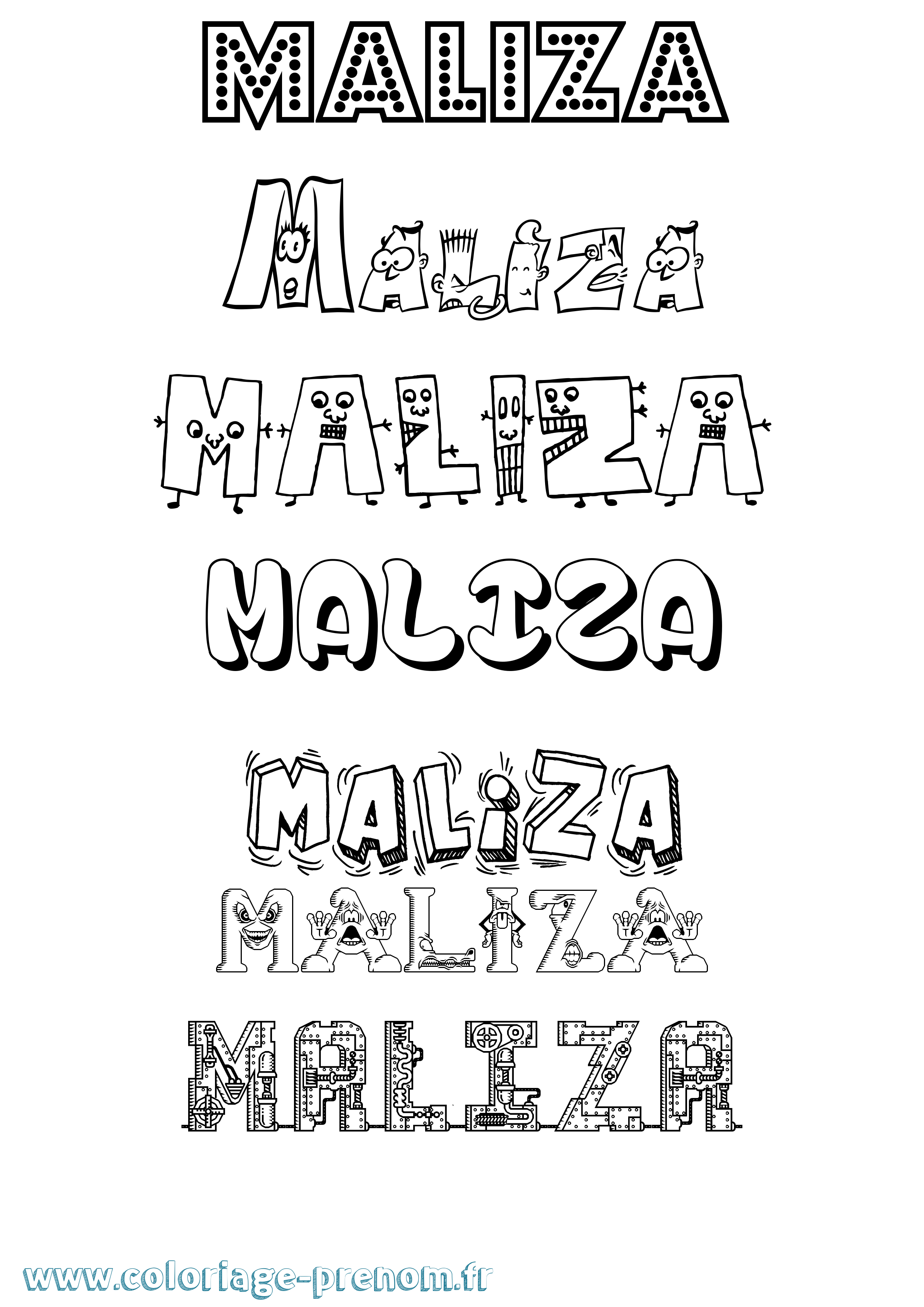 Coloriage Maliza Fun Coloriage prénom Maliza Fun