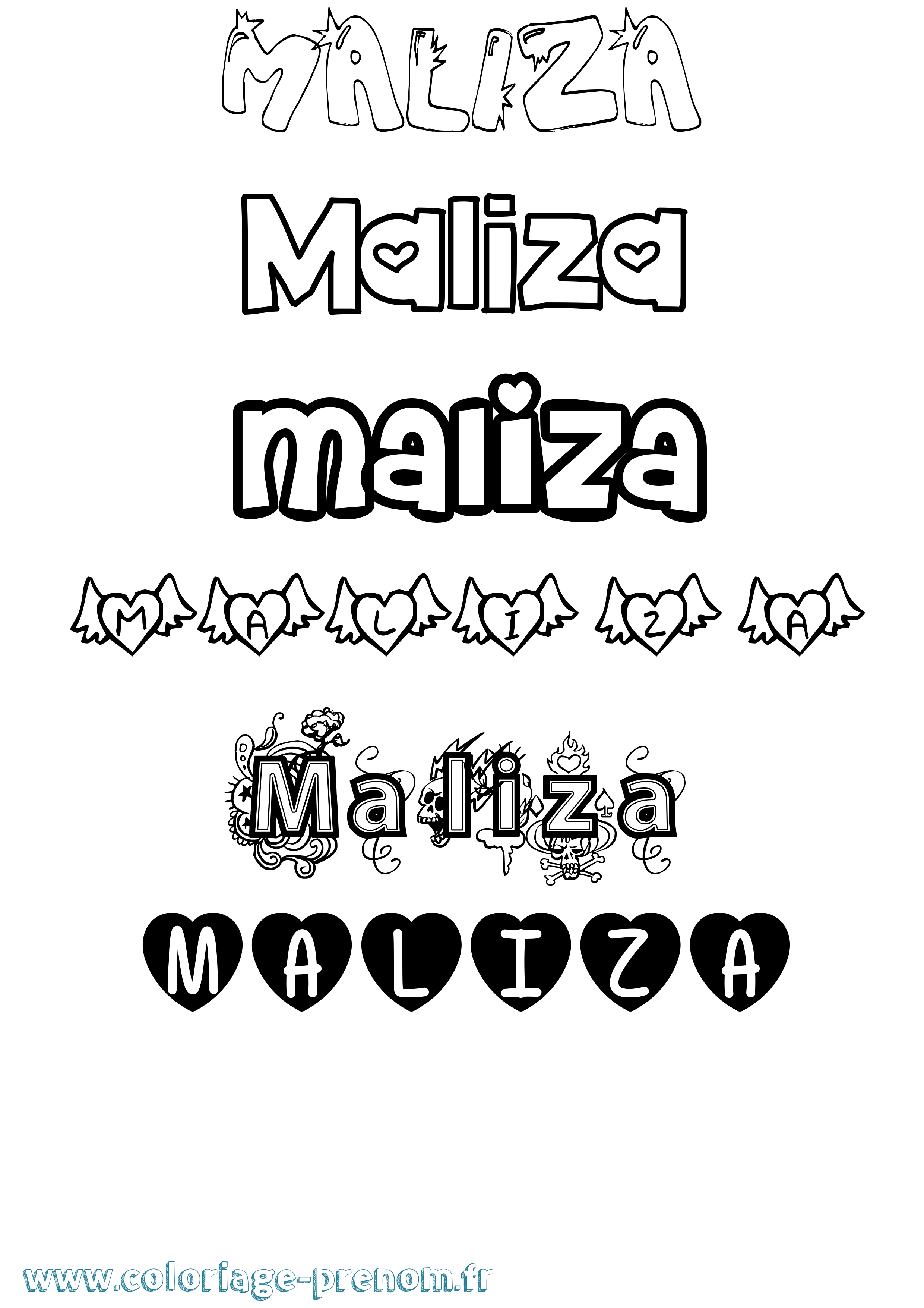 Coloriage Maliza Girly Coloriage prénom Maliza Girly