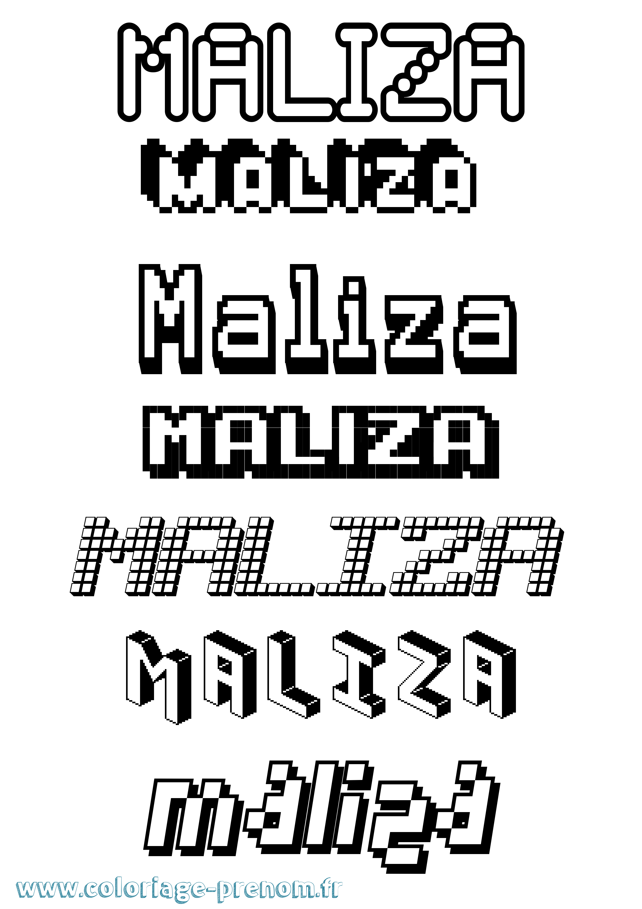 Coloriage Maliza Pixel Coloriage prénom Maliza Pixel