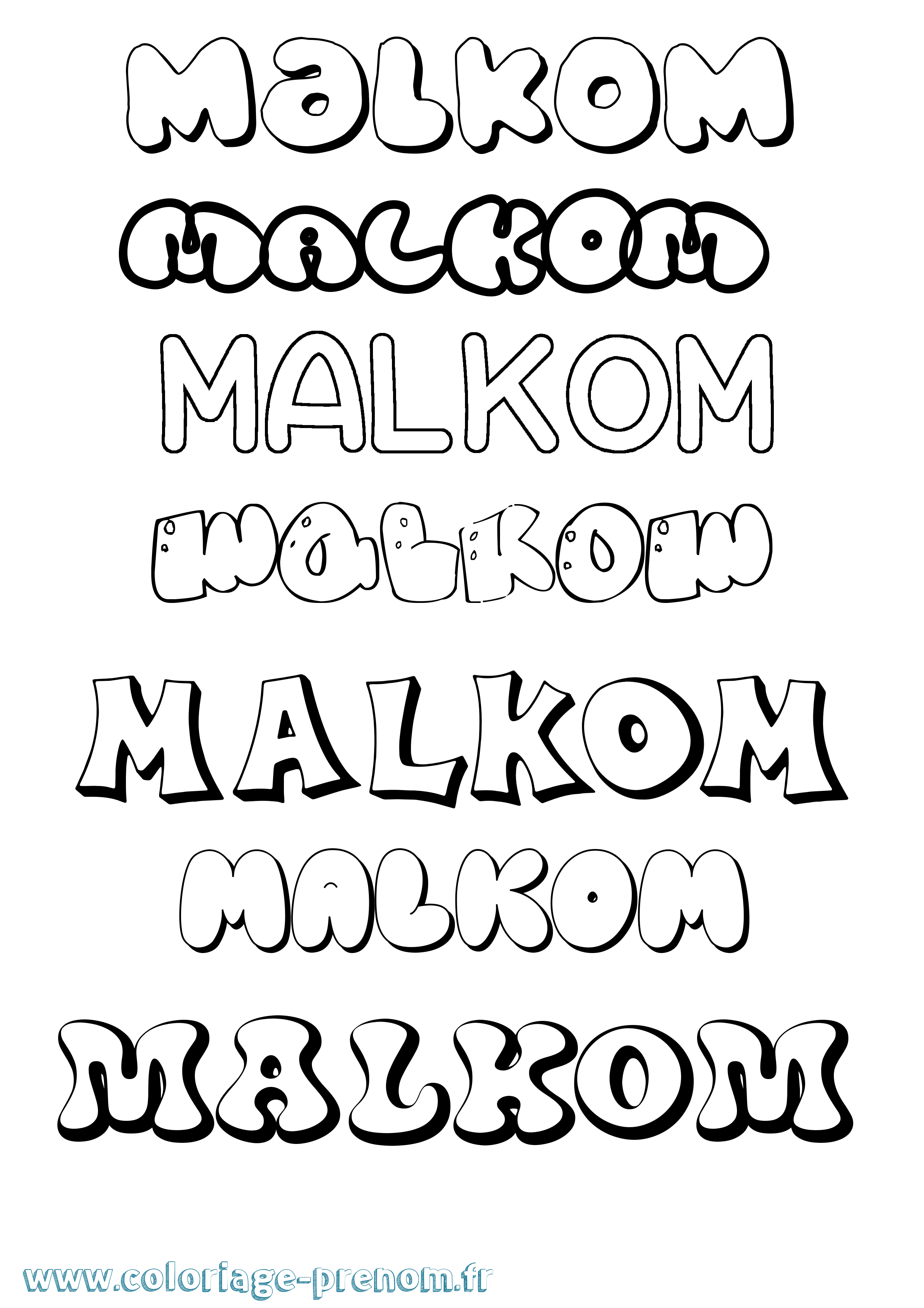 Coloriage Malkom Bubble Coloriage prénom Malkom Bubble