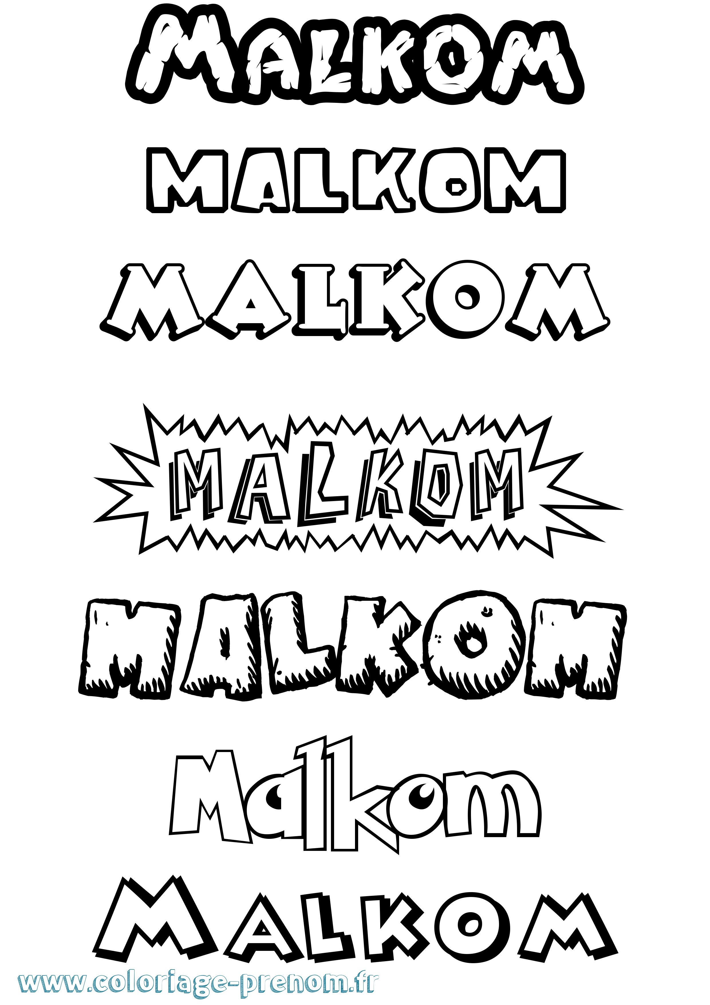 Coloriage Malkom Dessin Animé Coloriage prénom Malkom Dessin Animé