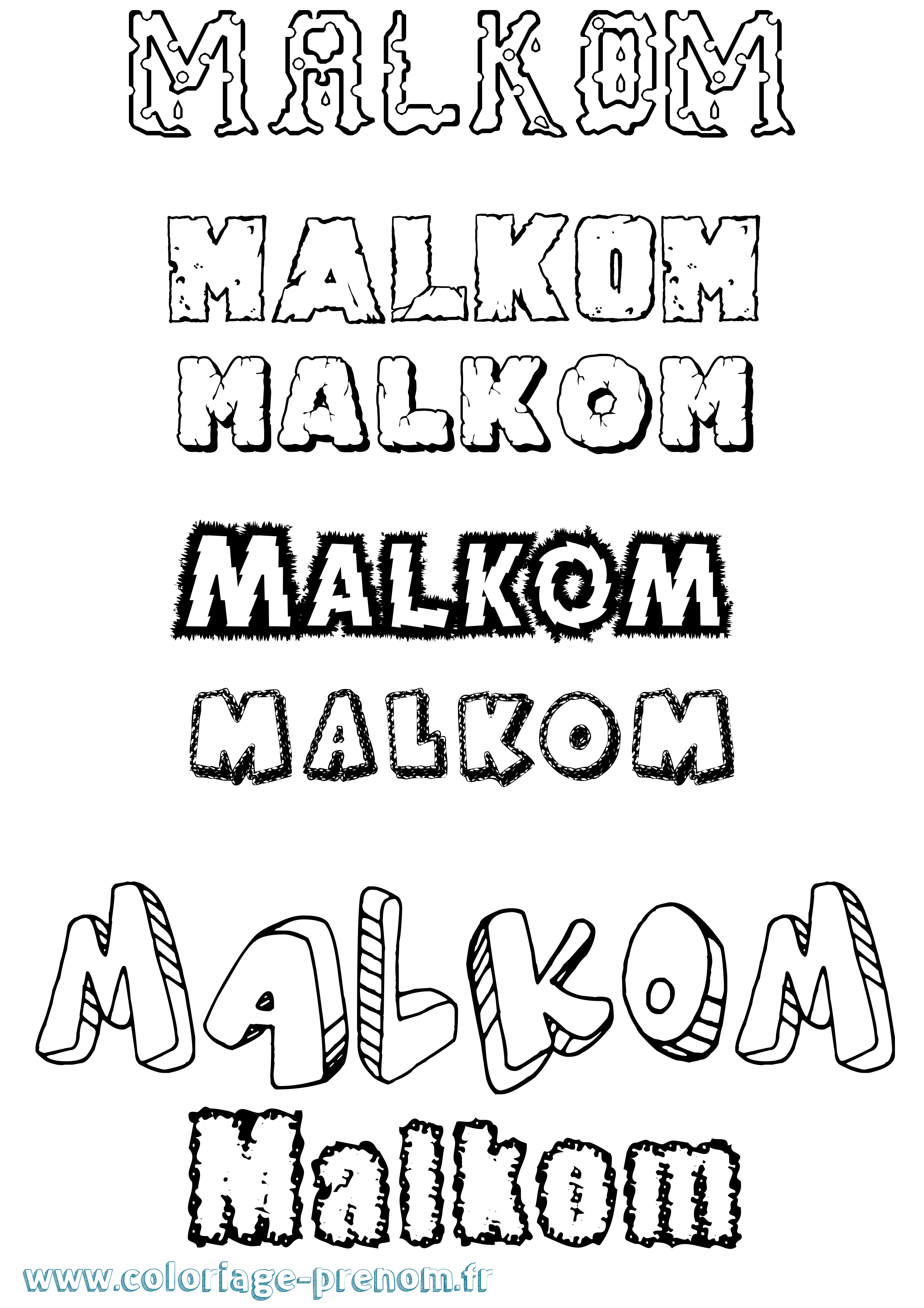 Coloriage Malkom Destructuré Coloriage prénom Malkom Destructuré