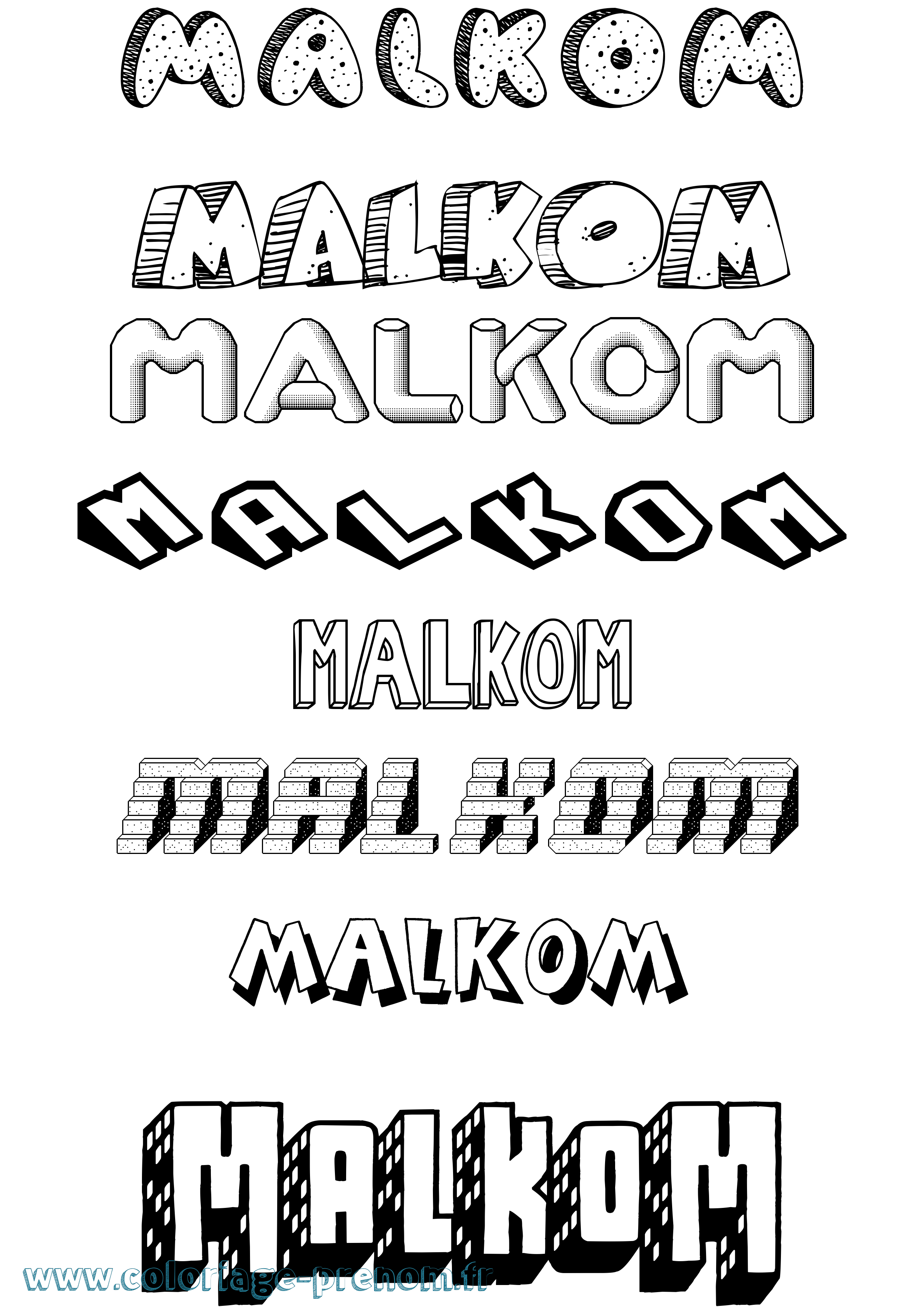 Coloriage Malkom Effet 3D Coloriage prénom Malkom Effet 3D