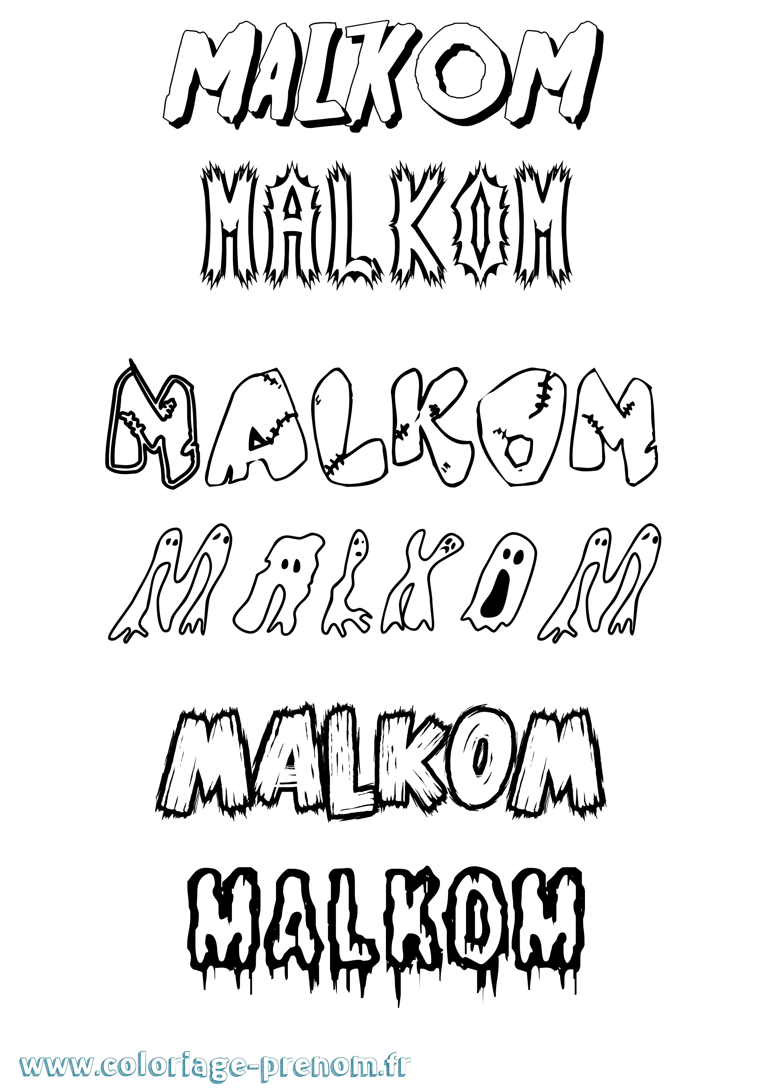 Coloriage Malkom Frisson Coloriage prénom Malkom Frisson