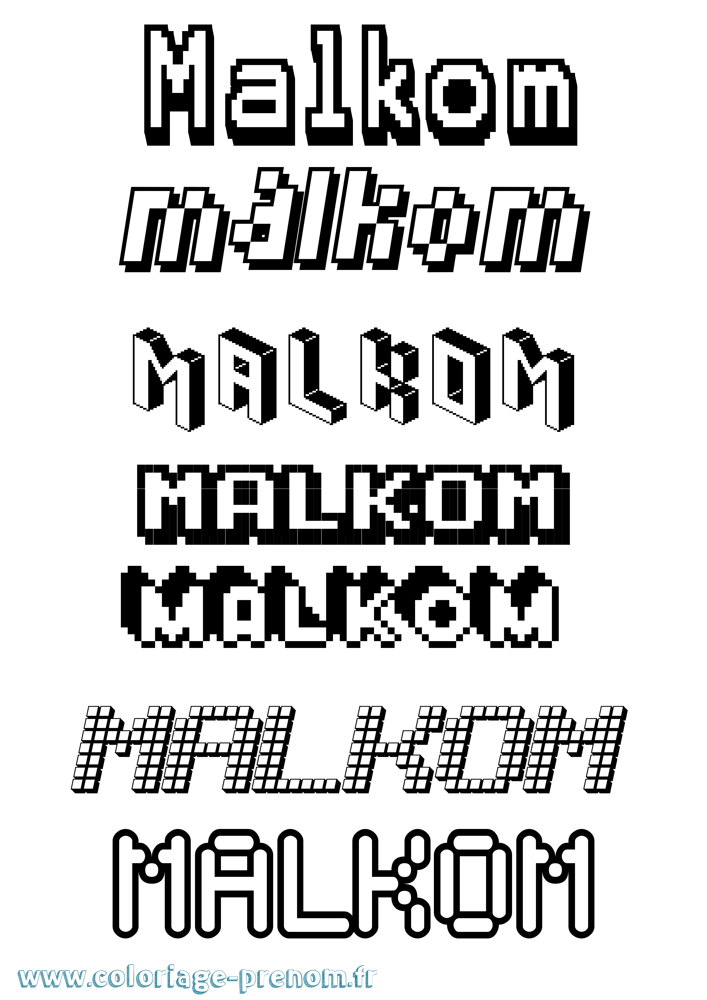 Coloriage Malkom Pixel Coloriage prénom Malkom Pixel