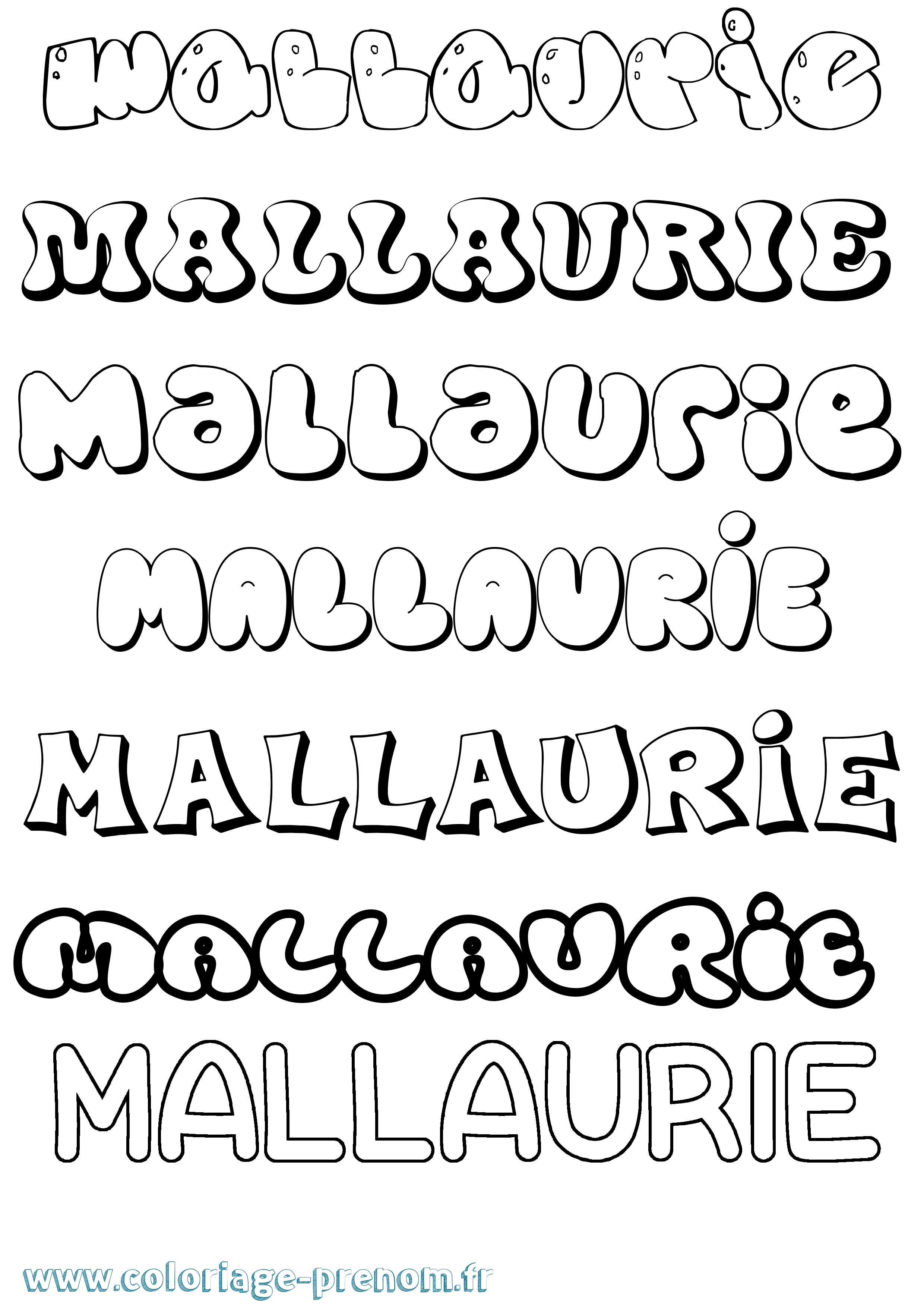 Coloriage Mallaurie Bubble Coloriage prénom Mallaurie Bubble