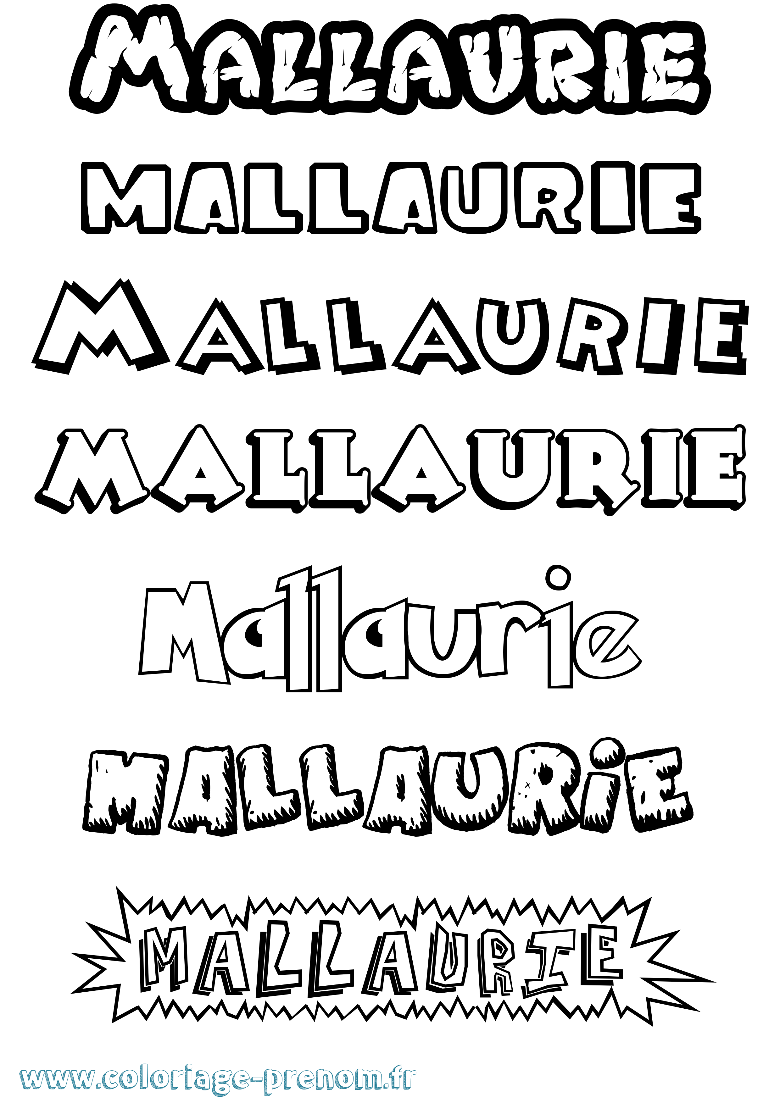 Coloriage Mallaurie Dessin Animé Coloriage prénom Mallaurie Dessin Animé