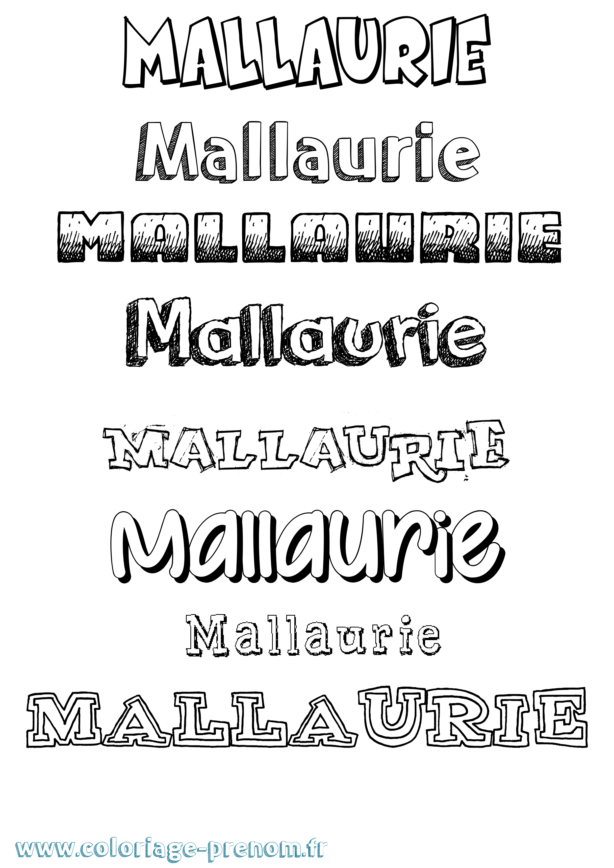 Coloriage Mallaurie Dessiné Coloriage prénom Mallaurie Dessiné