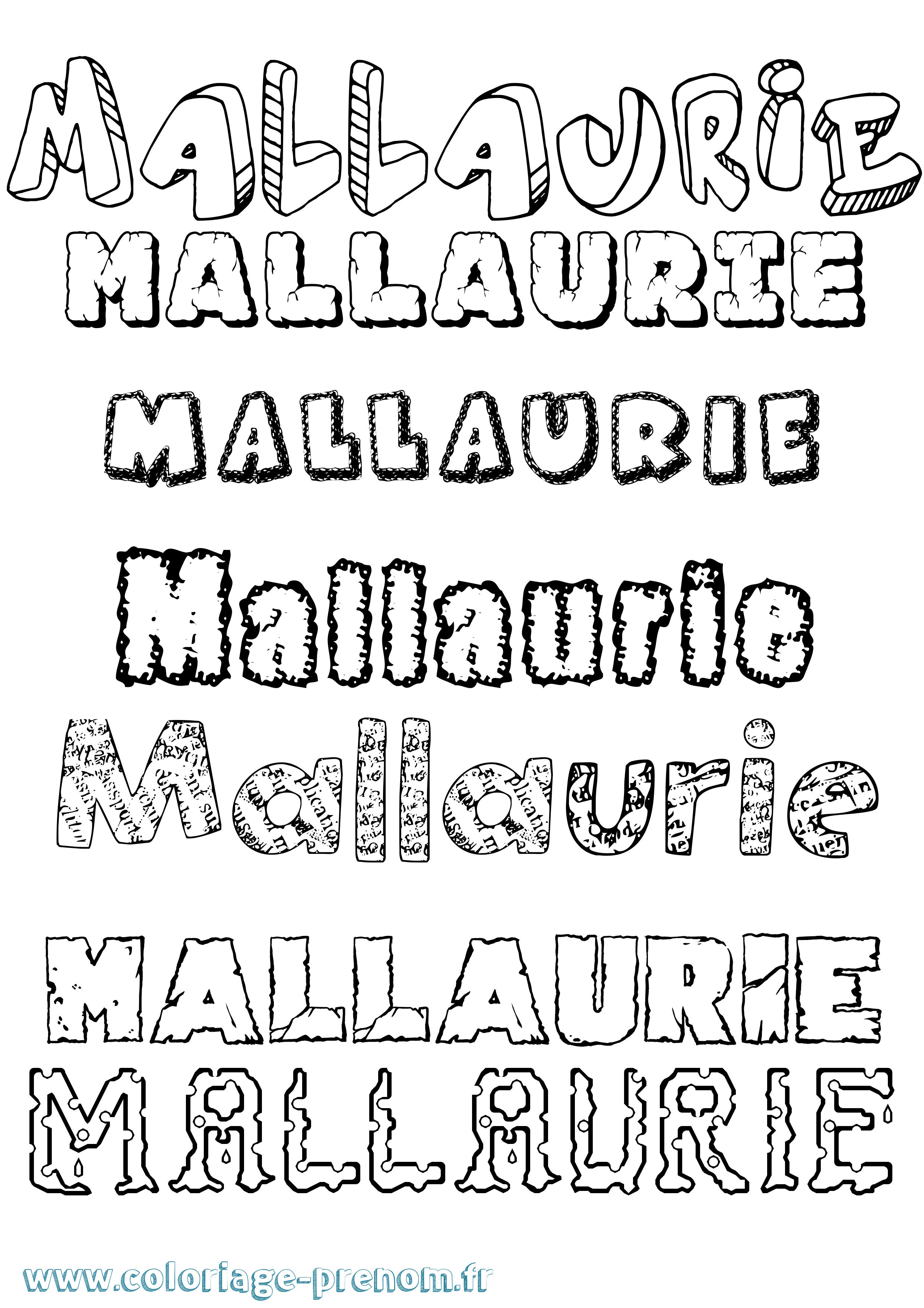Coloriage Mallaurie Destructuré Coloriage prénom Mallaurie Destructuré