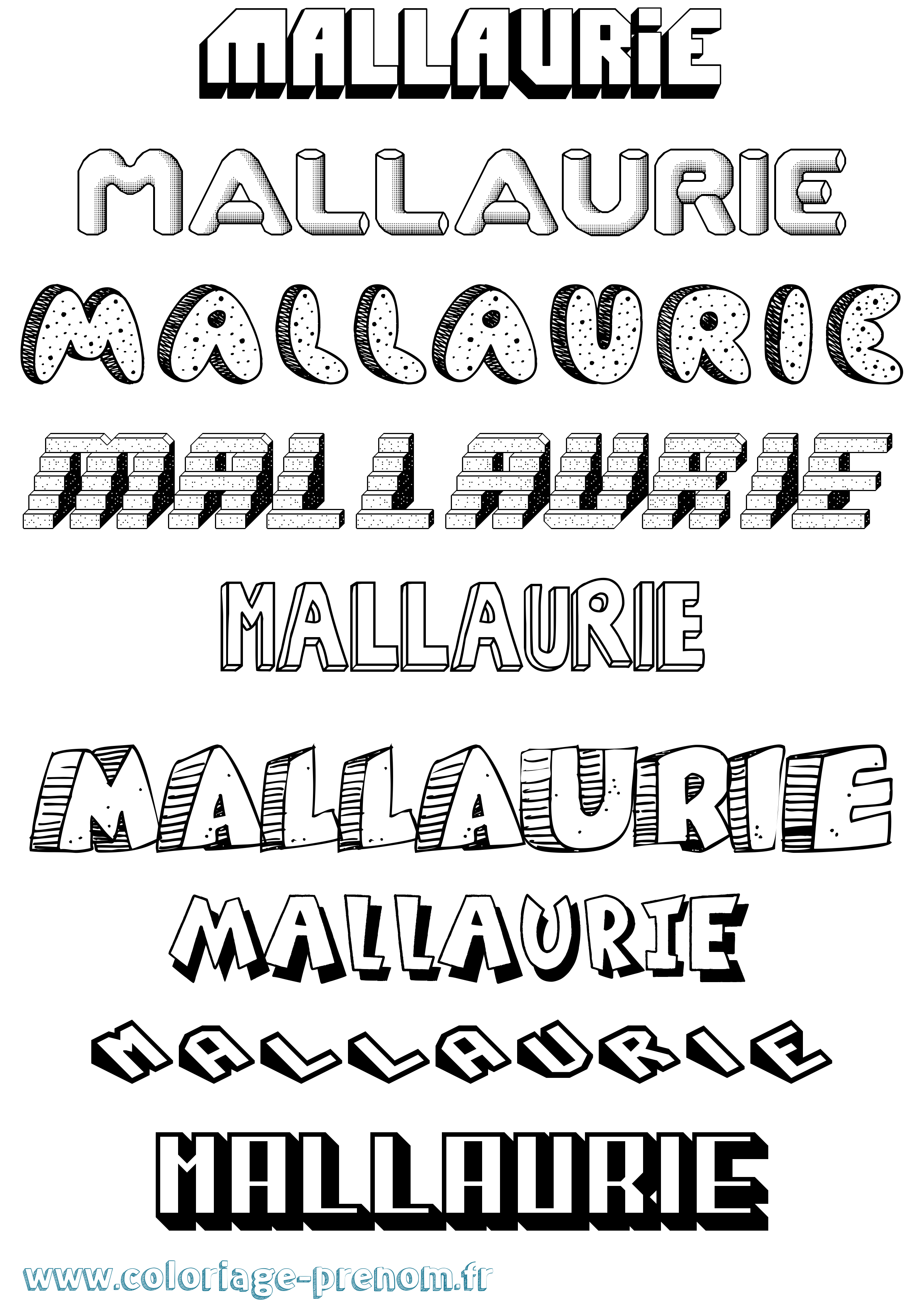 Coloriage Mallaurie Effet 3D Coloriage prénom Mallaurie Effet 3D