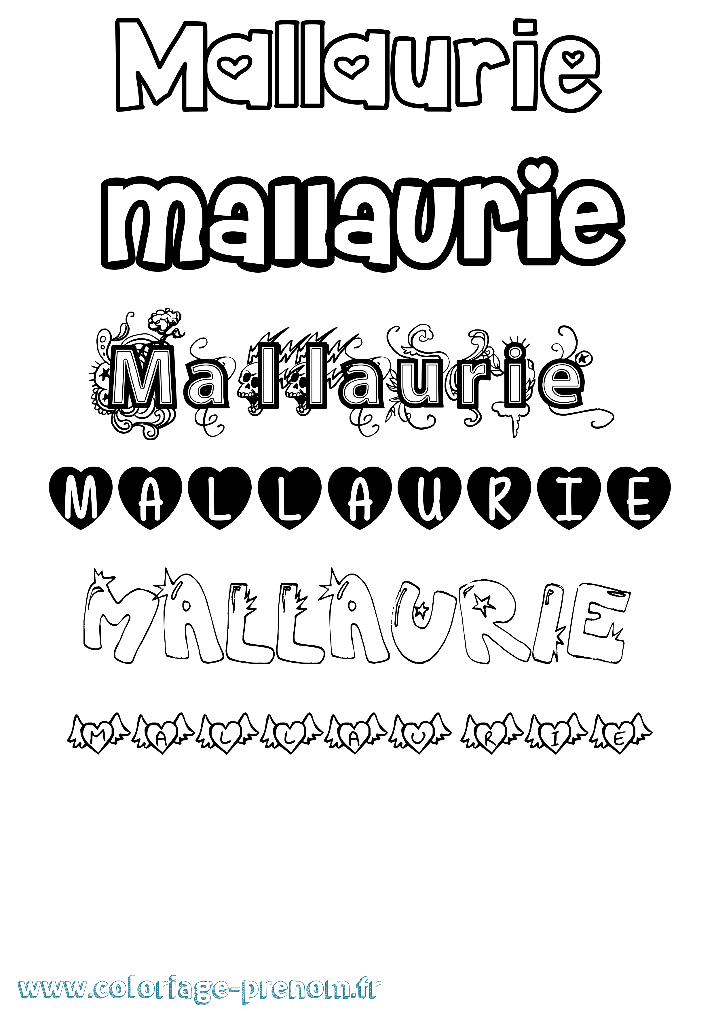 Coloriage Mallaurie Girly Coloriage prénom Mallaurie Girly