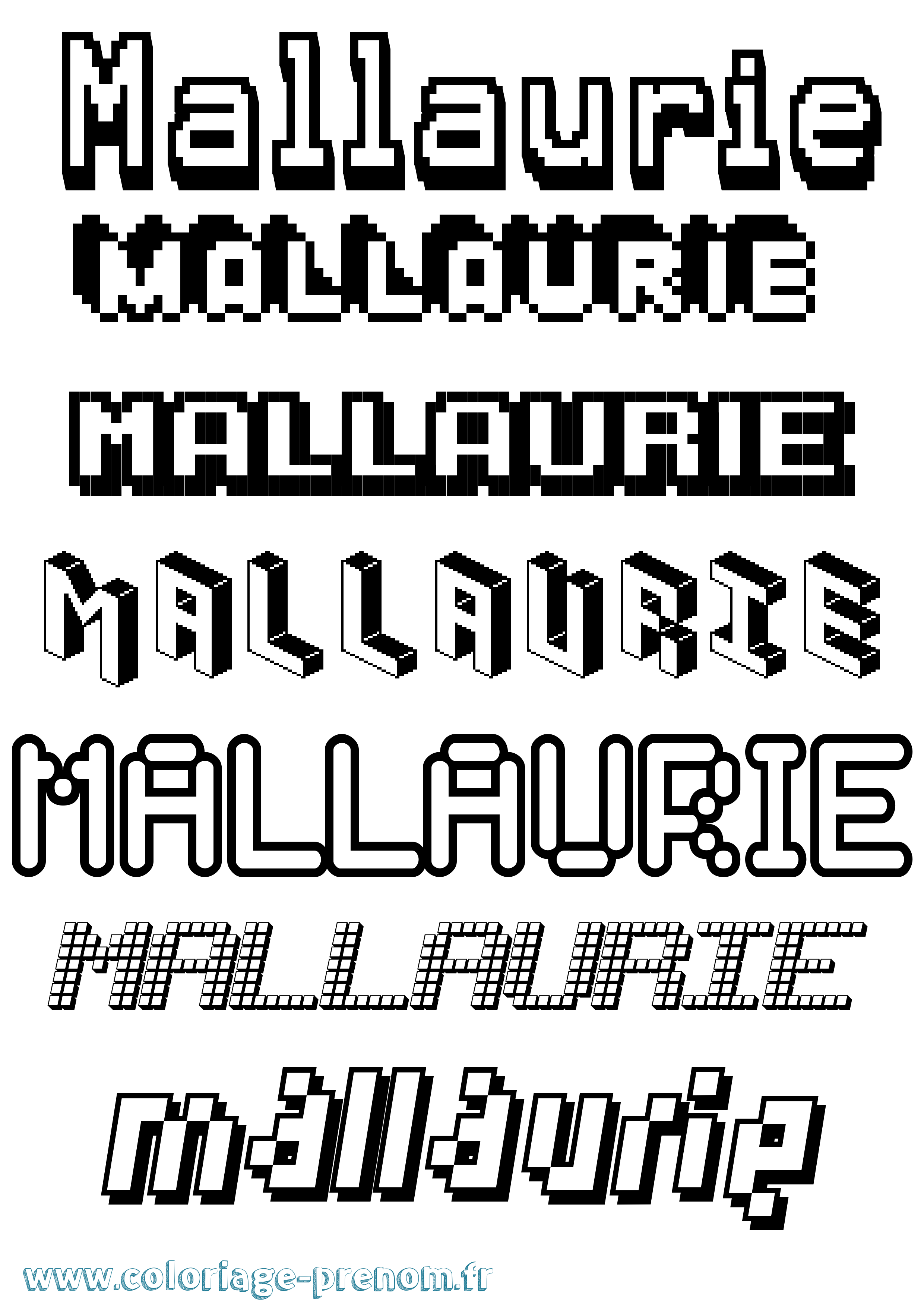 Coloriage Mallaurie Pixel Coloriage prénom Mallaurie Pixel