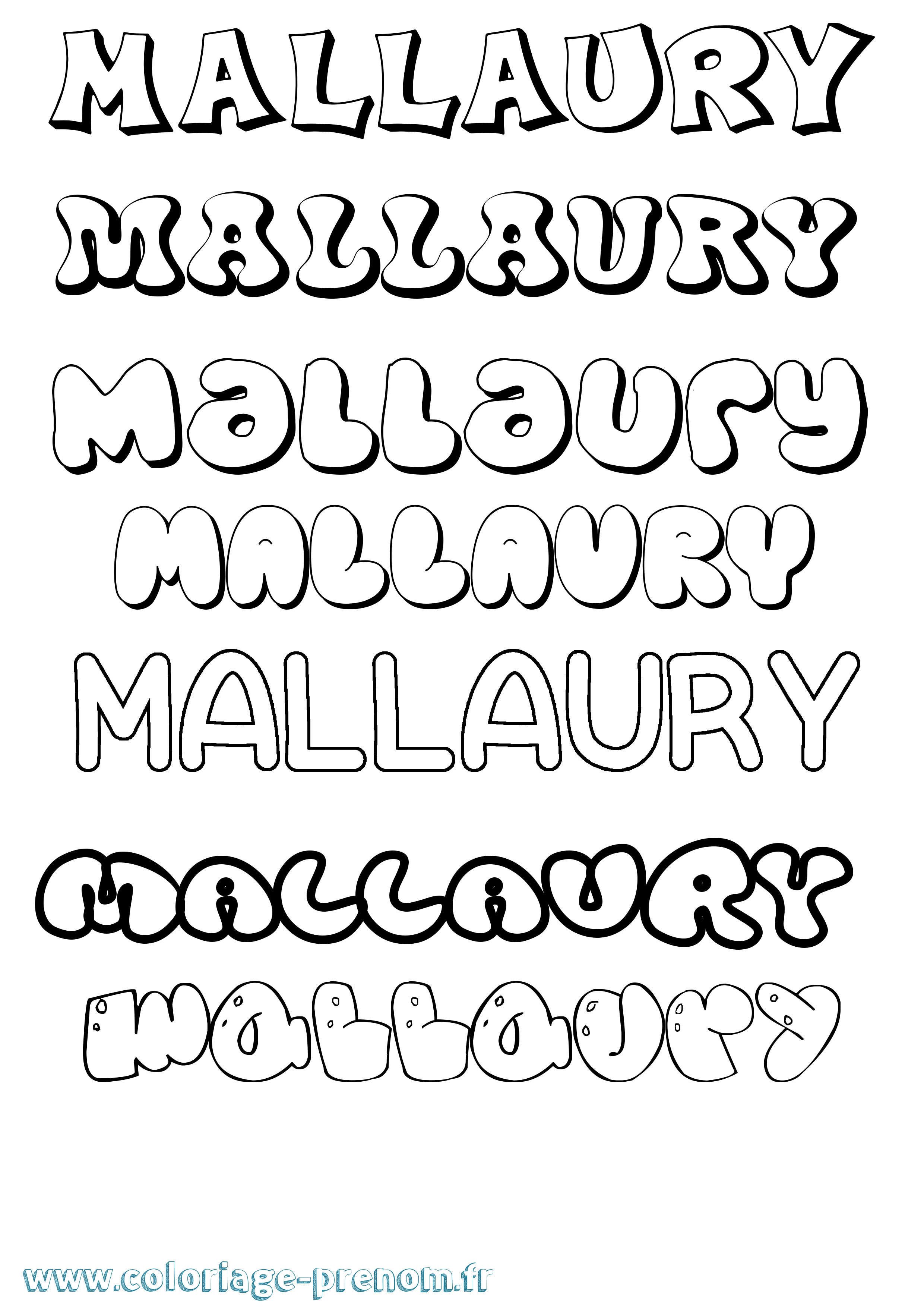 Coloriage Mallaury Bubble Coloriage prénom Mallaury Bubble