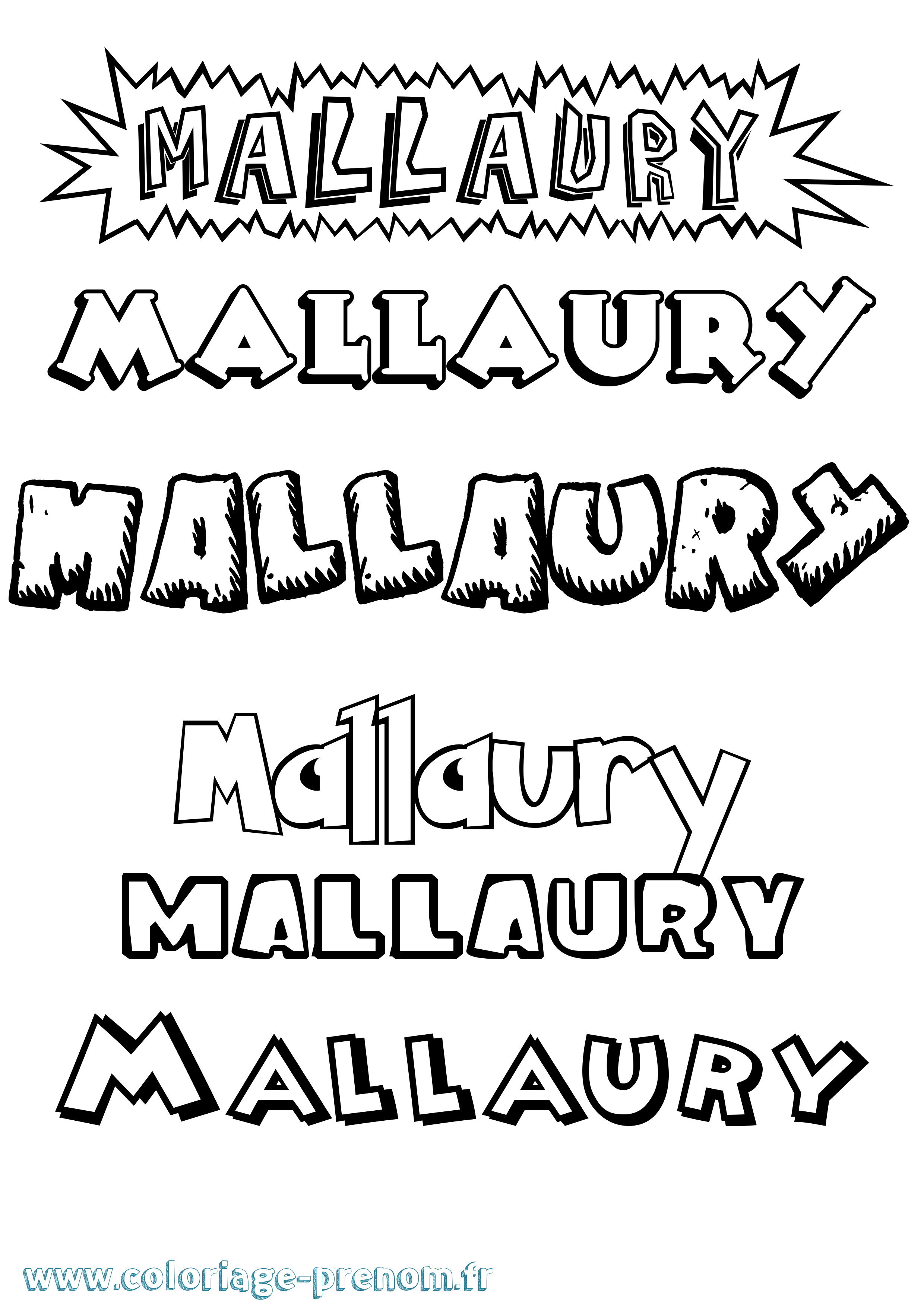 Coloriage Mallaury Dessin Animé Coloriage prénom Mallaury Dessin Animé