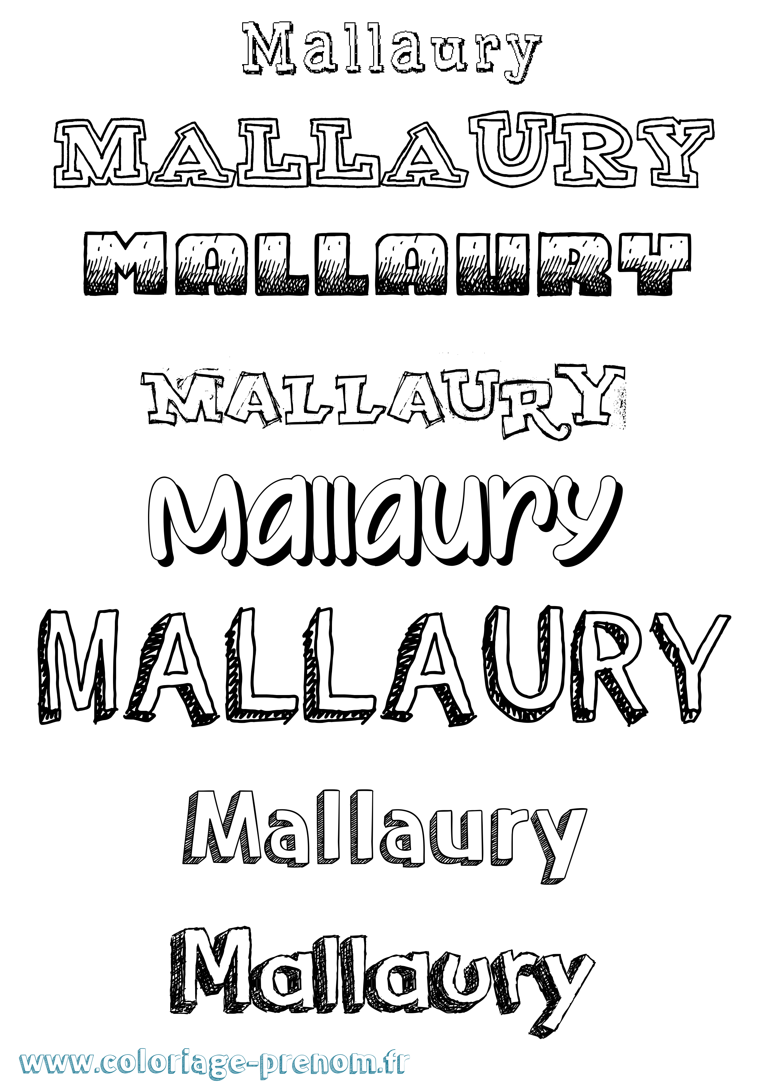 Coloriage Mallaury Dessiné Coloriage prénom Mallaury Dessiné