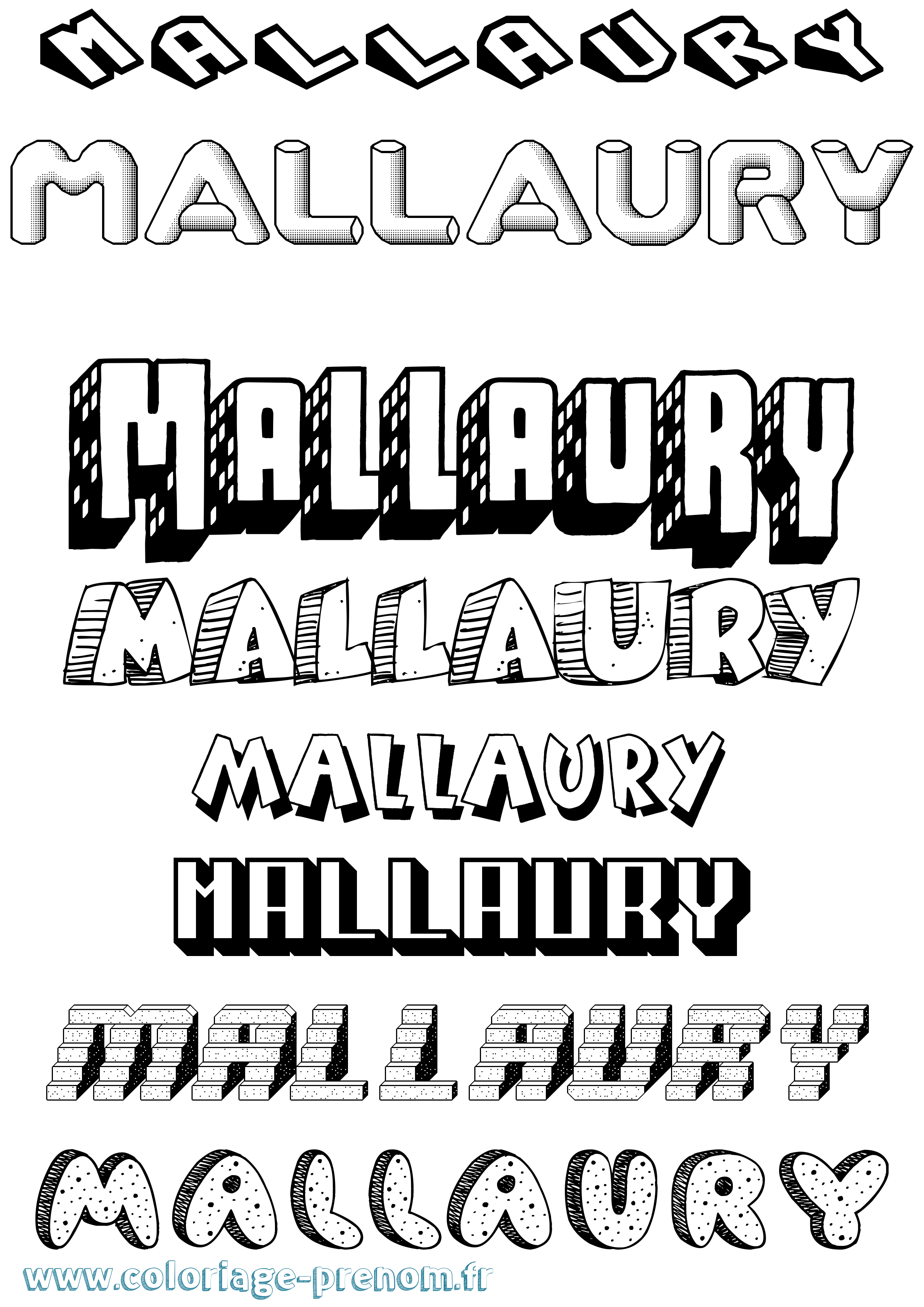 Coloriage Mallaury Effet 3D Coloriage prénom Mallaury Effet 3D