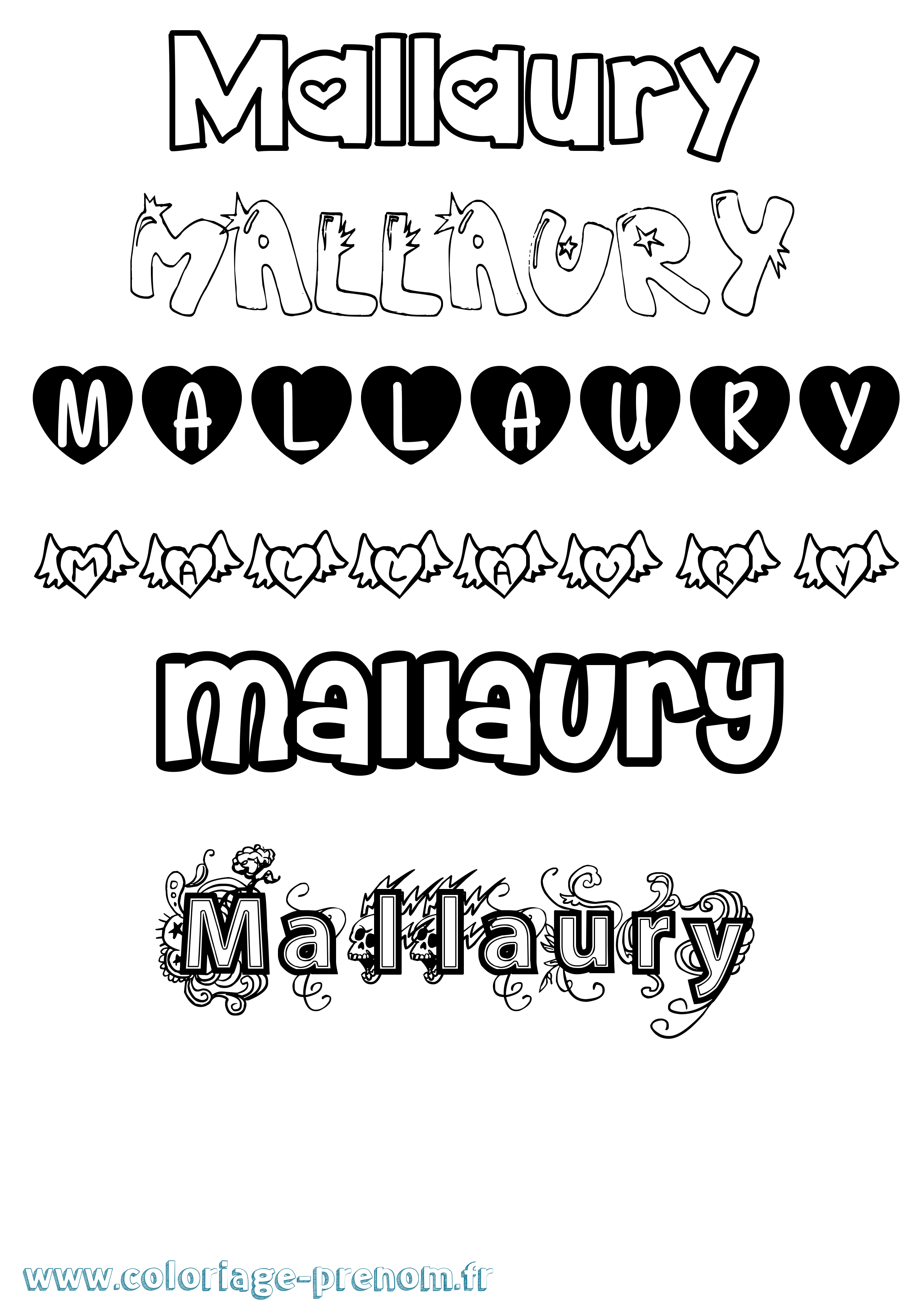 Coloriage Mallaury Girly Coloriage prénom Mallaury Girly