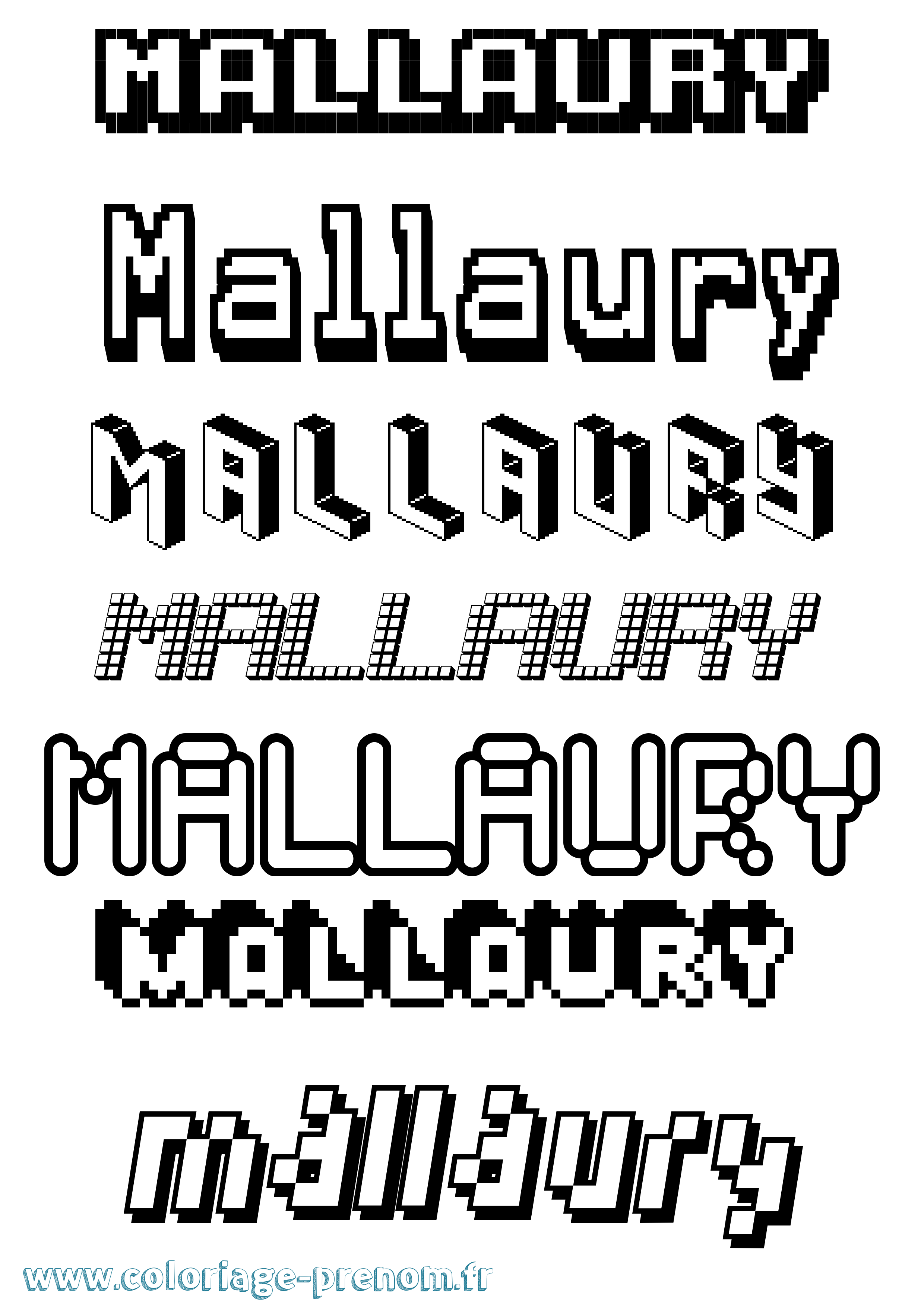 Coloriage Mallaury Pixel Coloriage prénom Mallaury Pixel