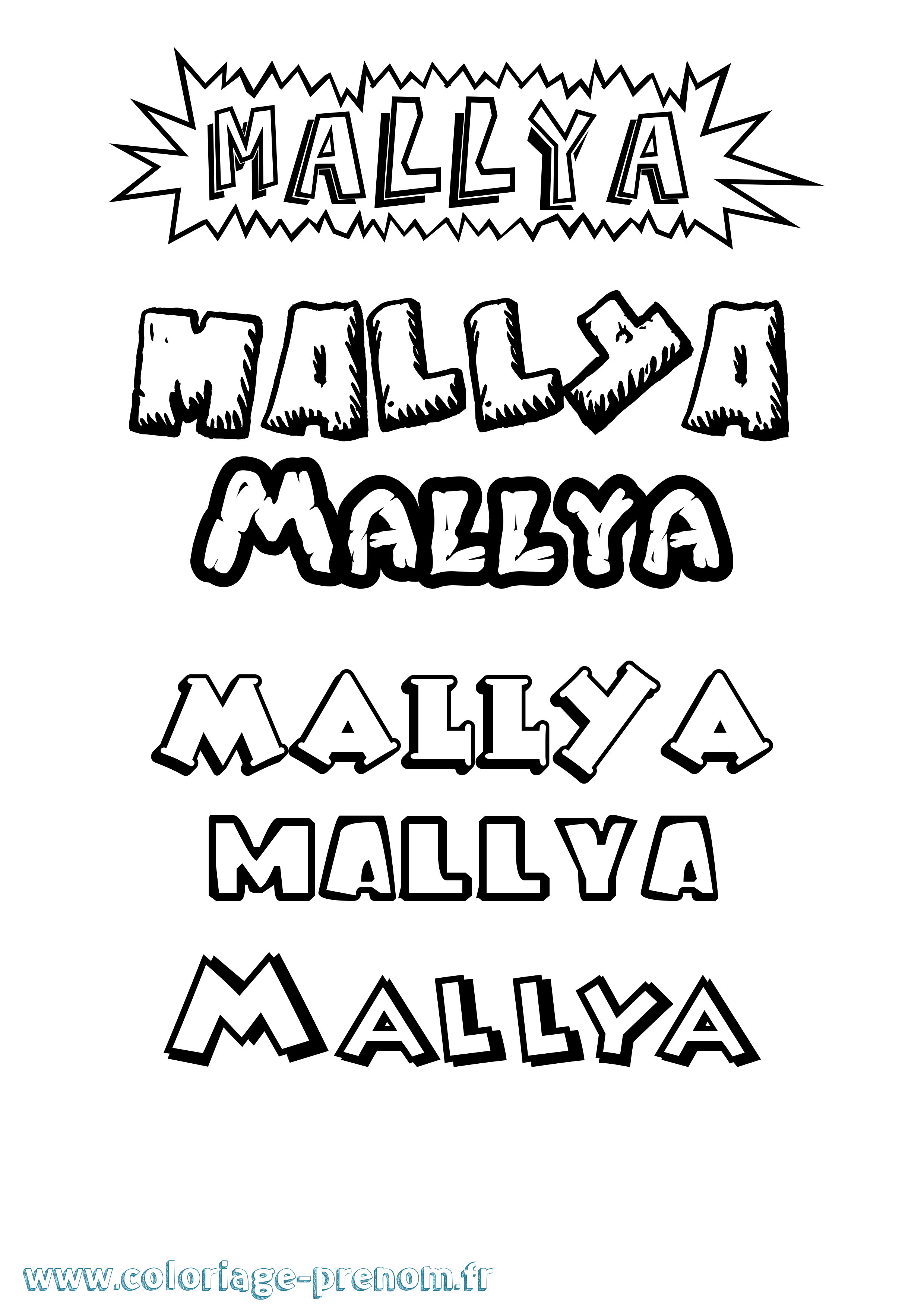 Coloriage Mallya Dessin Animé Coloriage prénom Mallya Dessin Animé