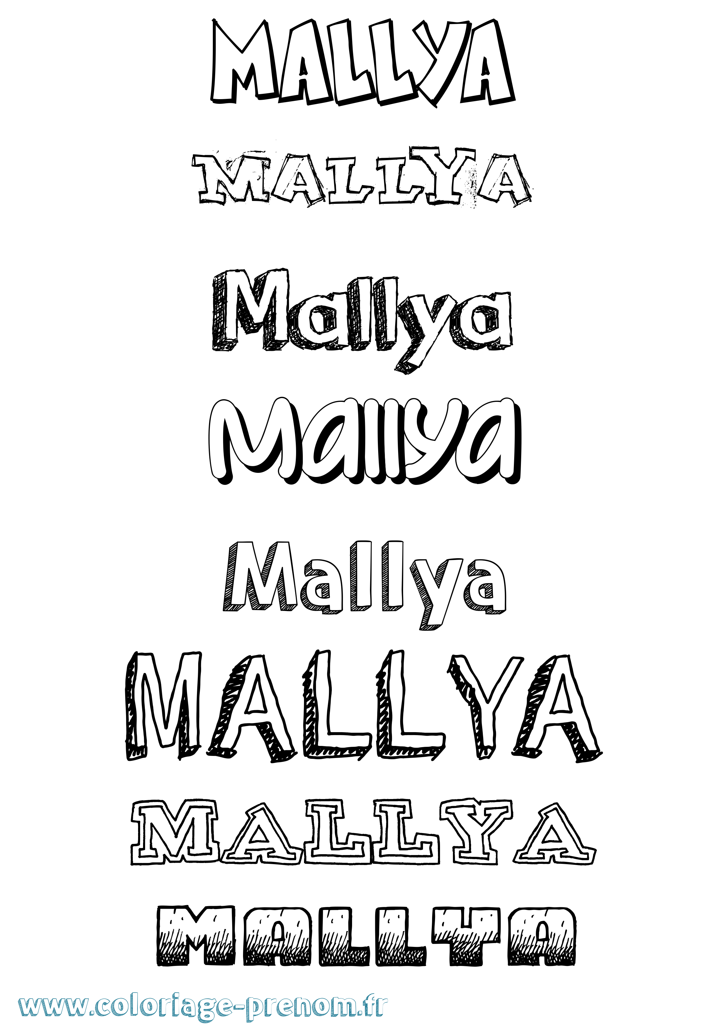 Coloriage Mallya Dessiné Coloriage prénom Mallya Dessiné