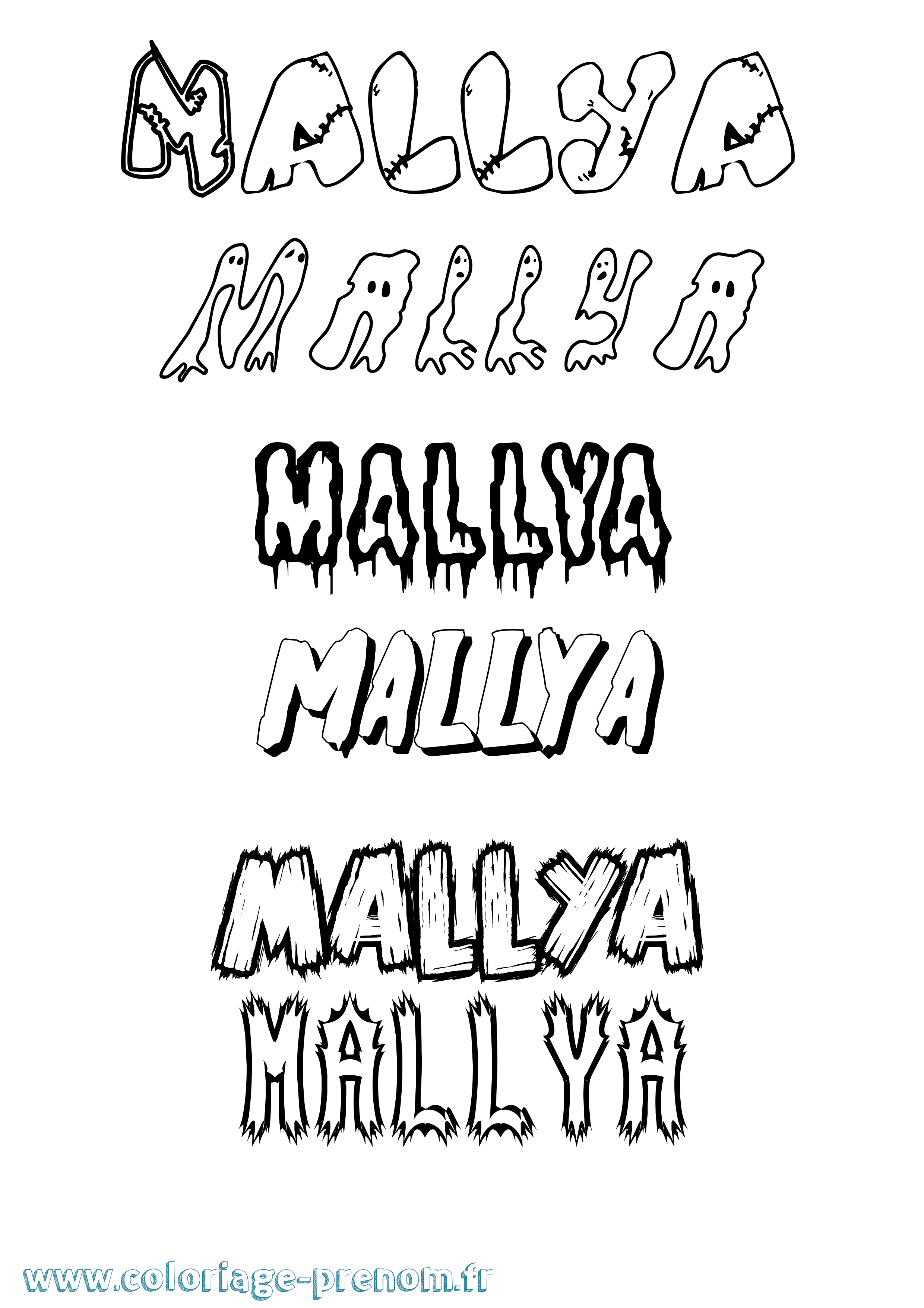 Coloriage Mallya Frisson Coloriage prénom Mallya Frisson