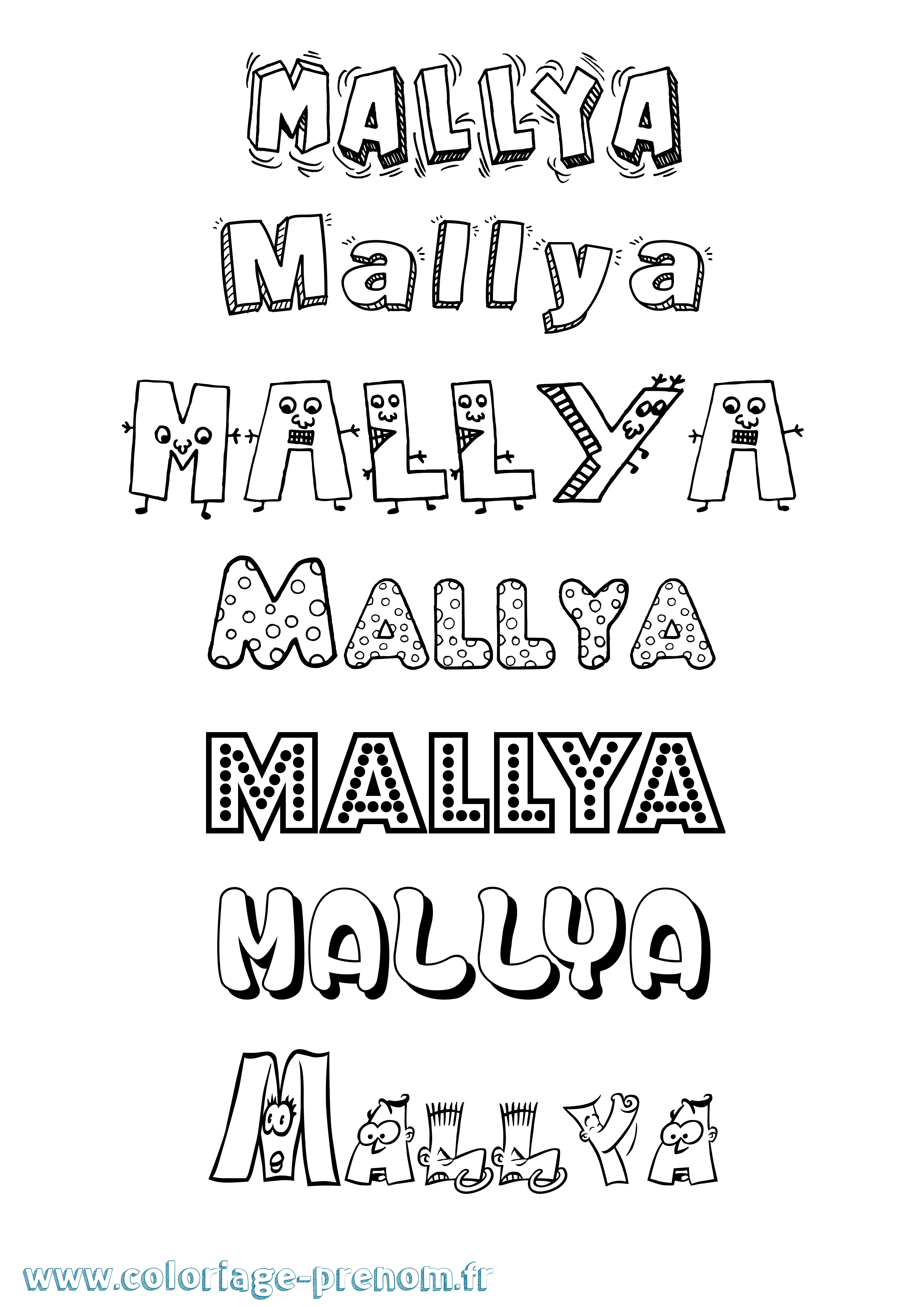 Coloriage Mallya Fun Coloriage prénom Mallya Fun