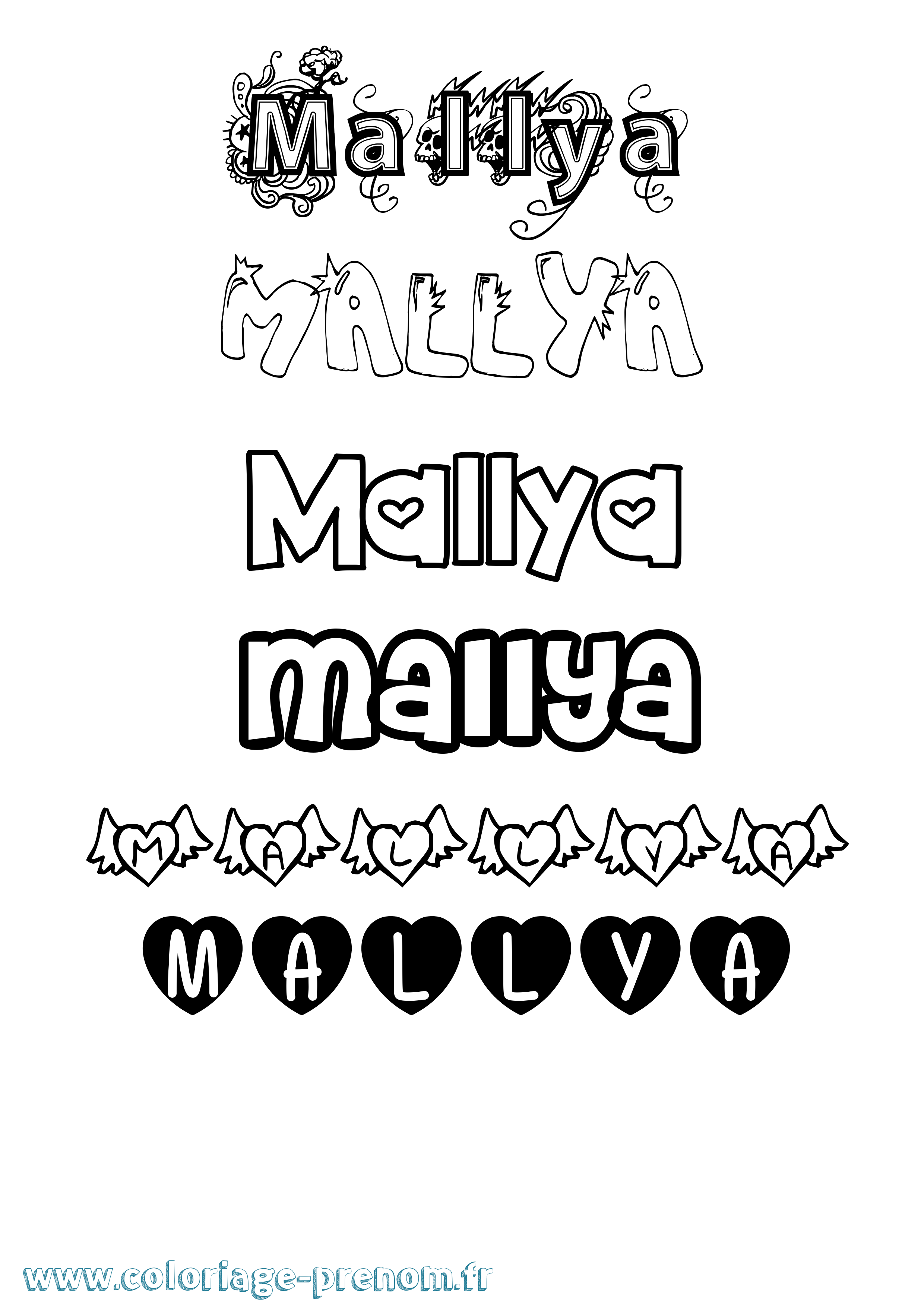 Coloriage Mallya Girly Coloriage prénom Mallya Girly